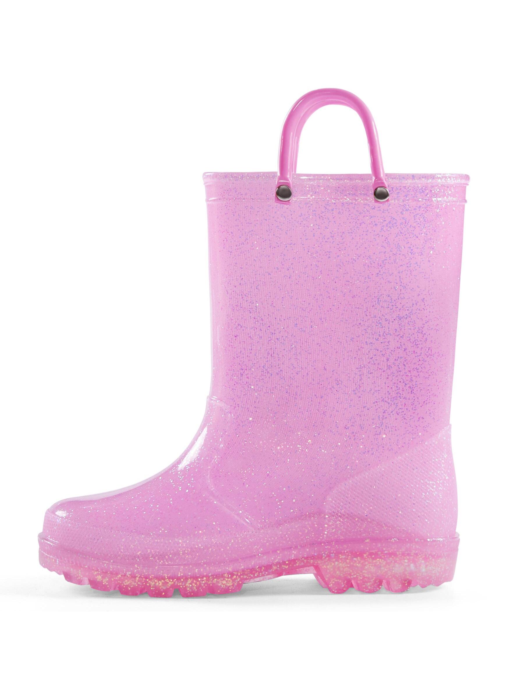 Toddler Girls Rain Boots Kids Glitter Waterproof Boots Outdoor