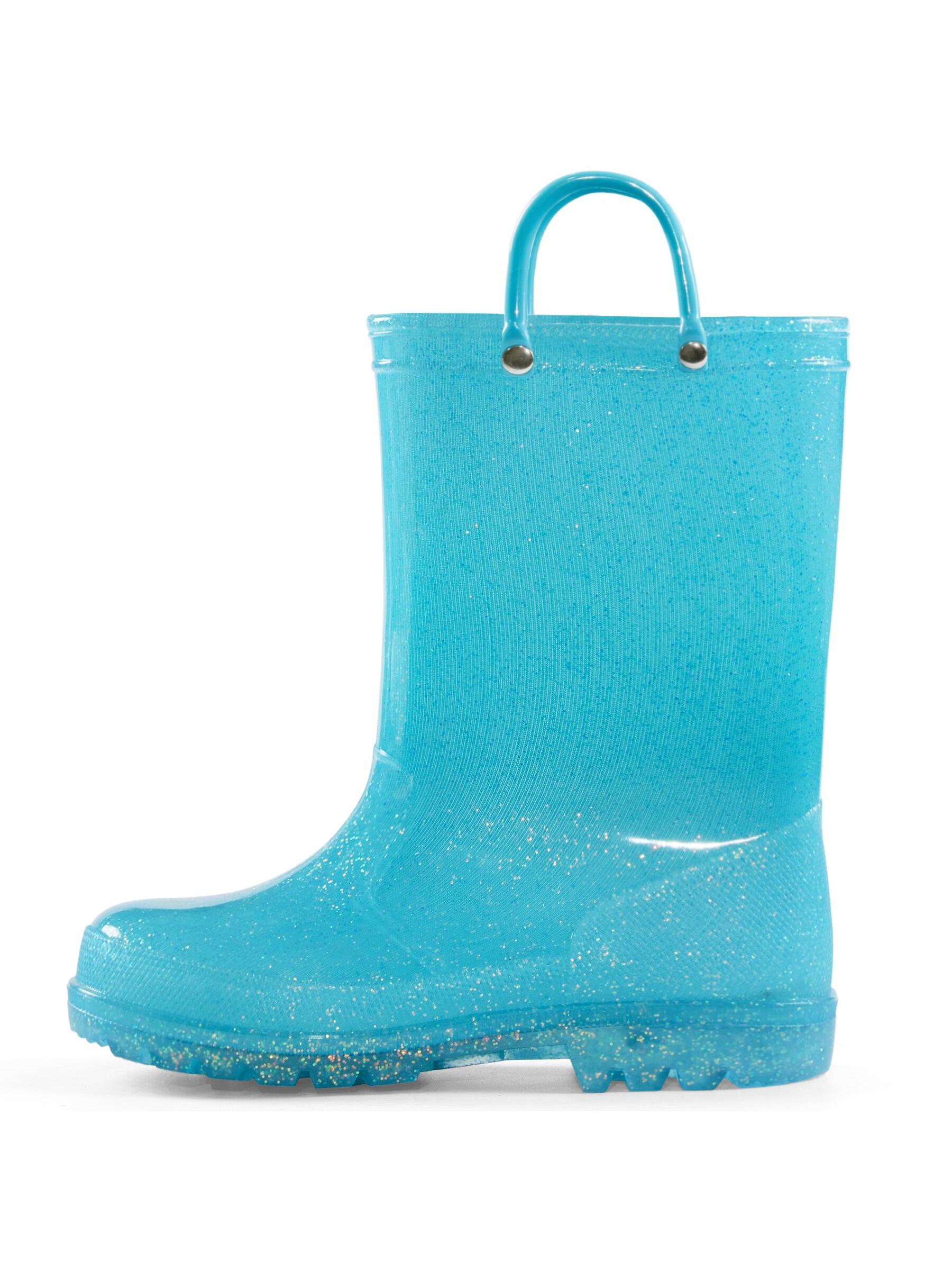 Toddler Girls Rain Boots Kids Glitter Waterproof Boots Outdoor