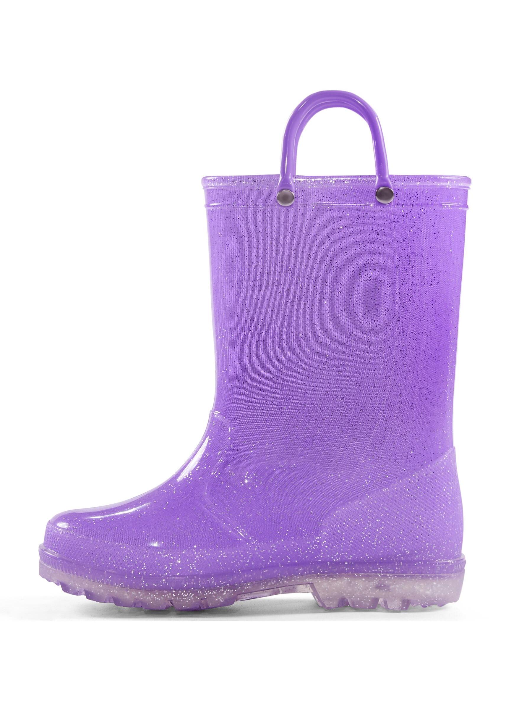 Toddler Girls Rain Boots Kids Glitter Waterproof Boots Outdoor