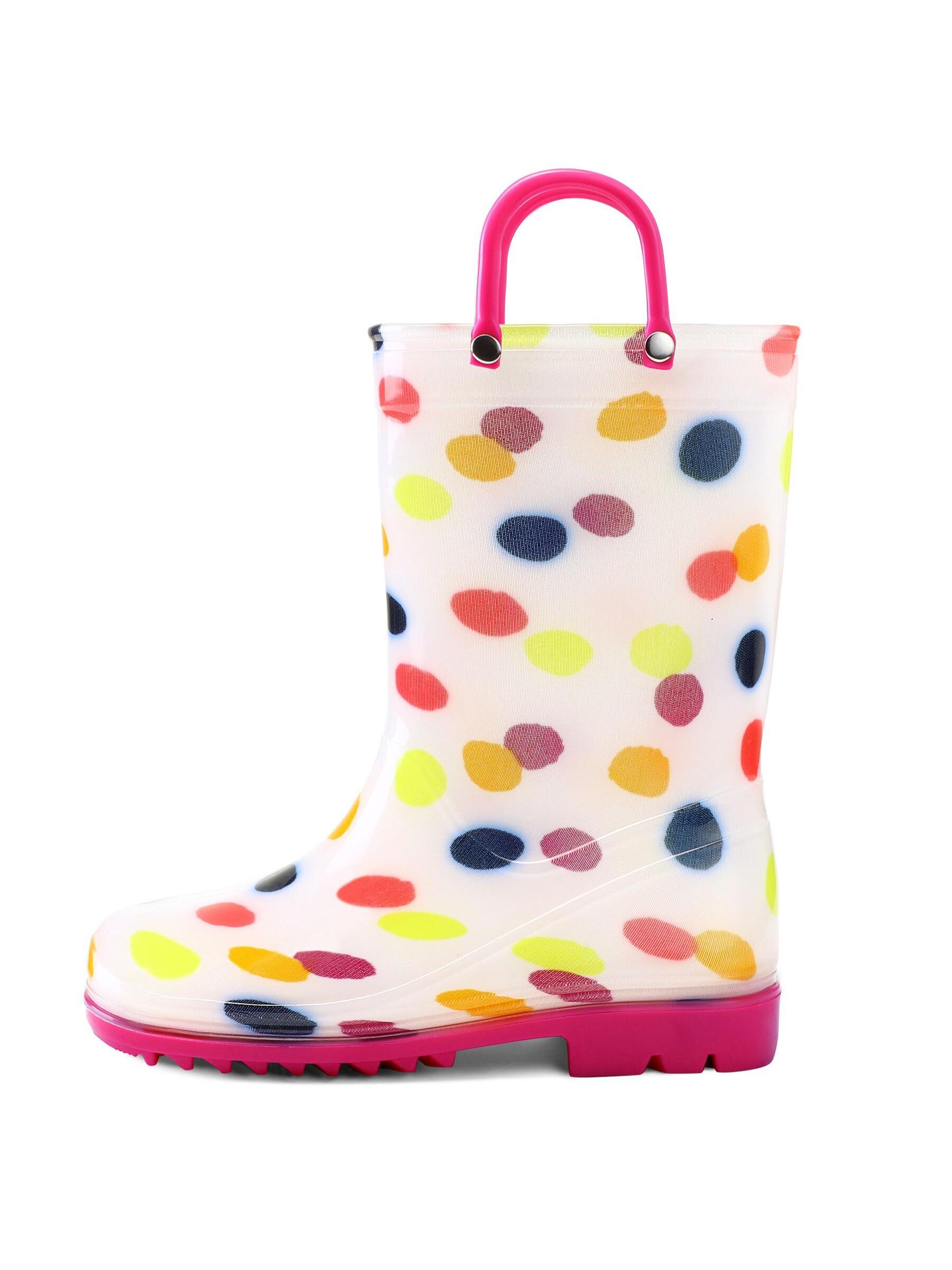 Kids Rain Boots With Easy-On Handles Outside Boys And Girls Rain Boots