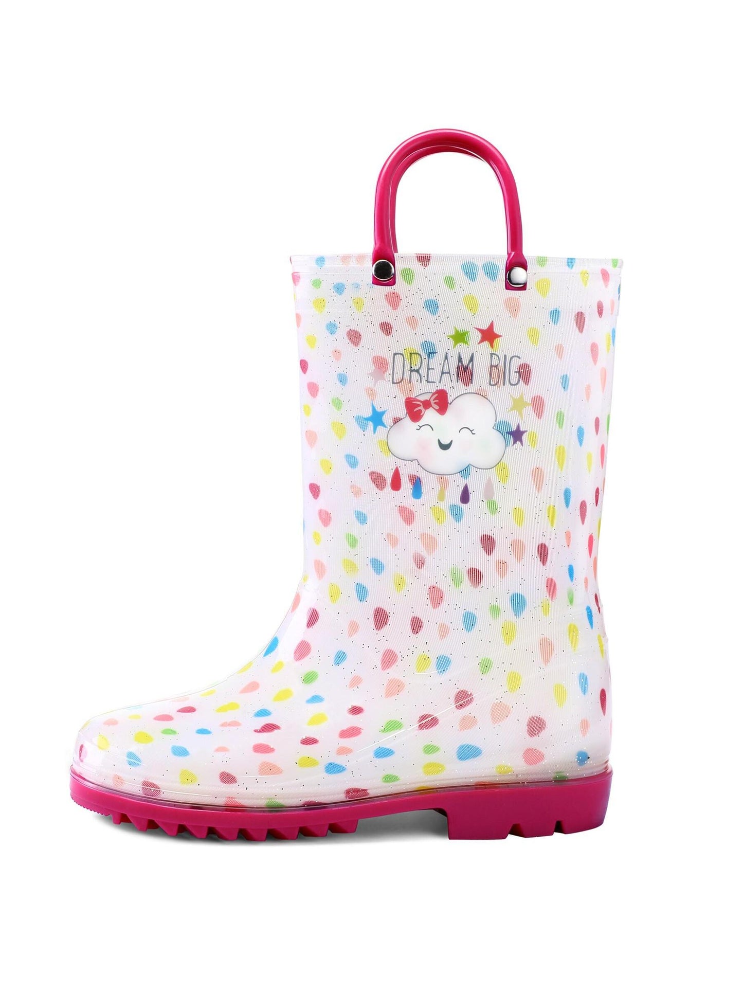 Kids Rain Boots With Easy-On Handles Outside Boys And Girls Rain Boots