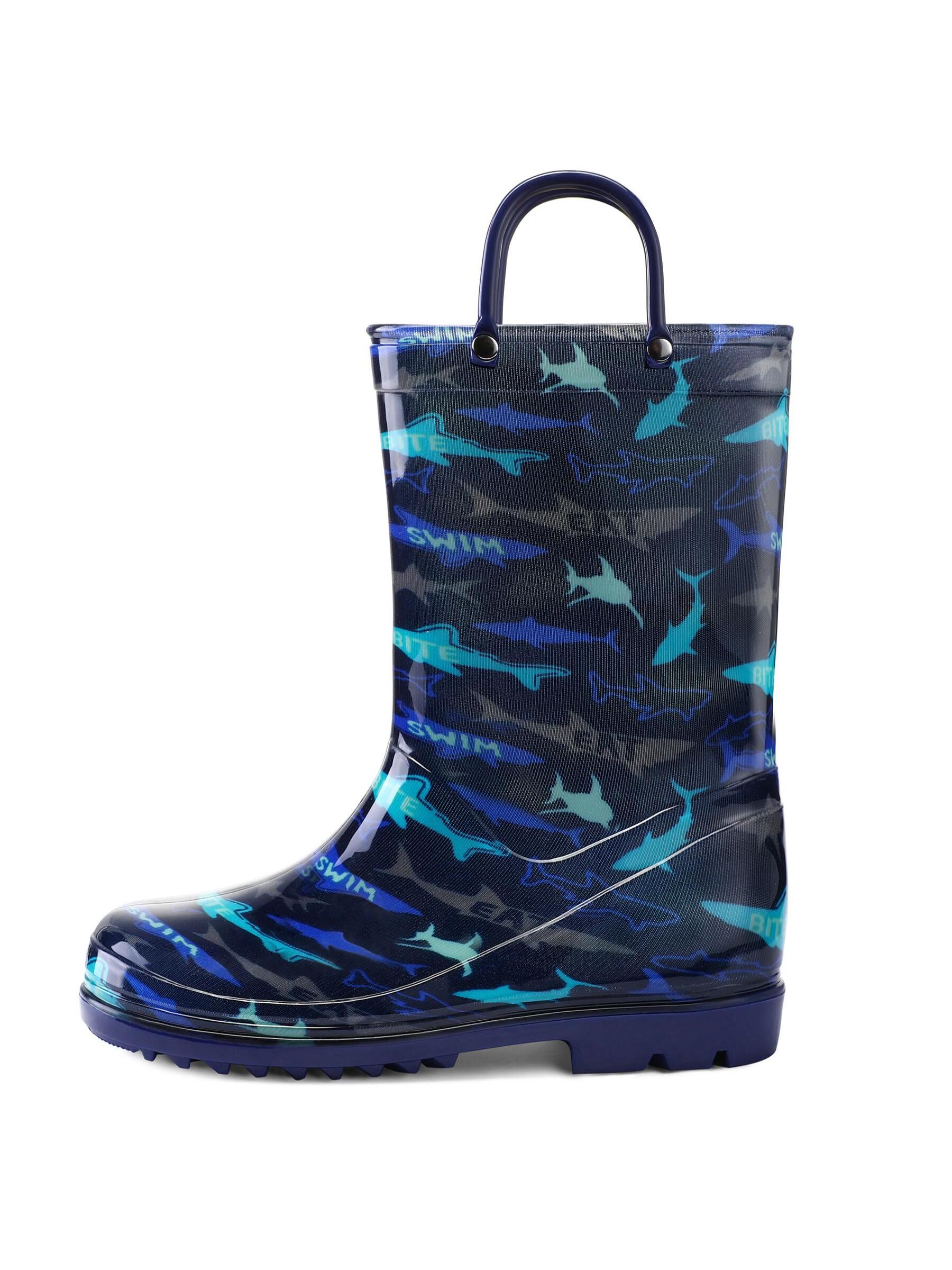 Kids Rain Boots With Easy-On Handles Outside Boys And Girls Rain Boots