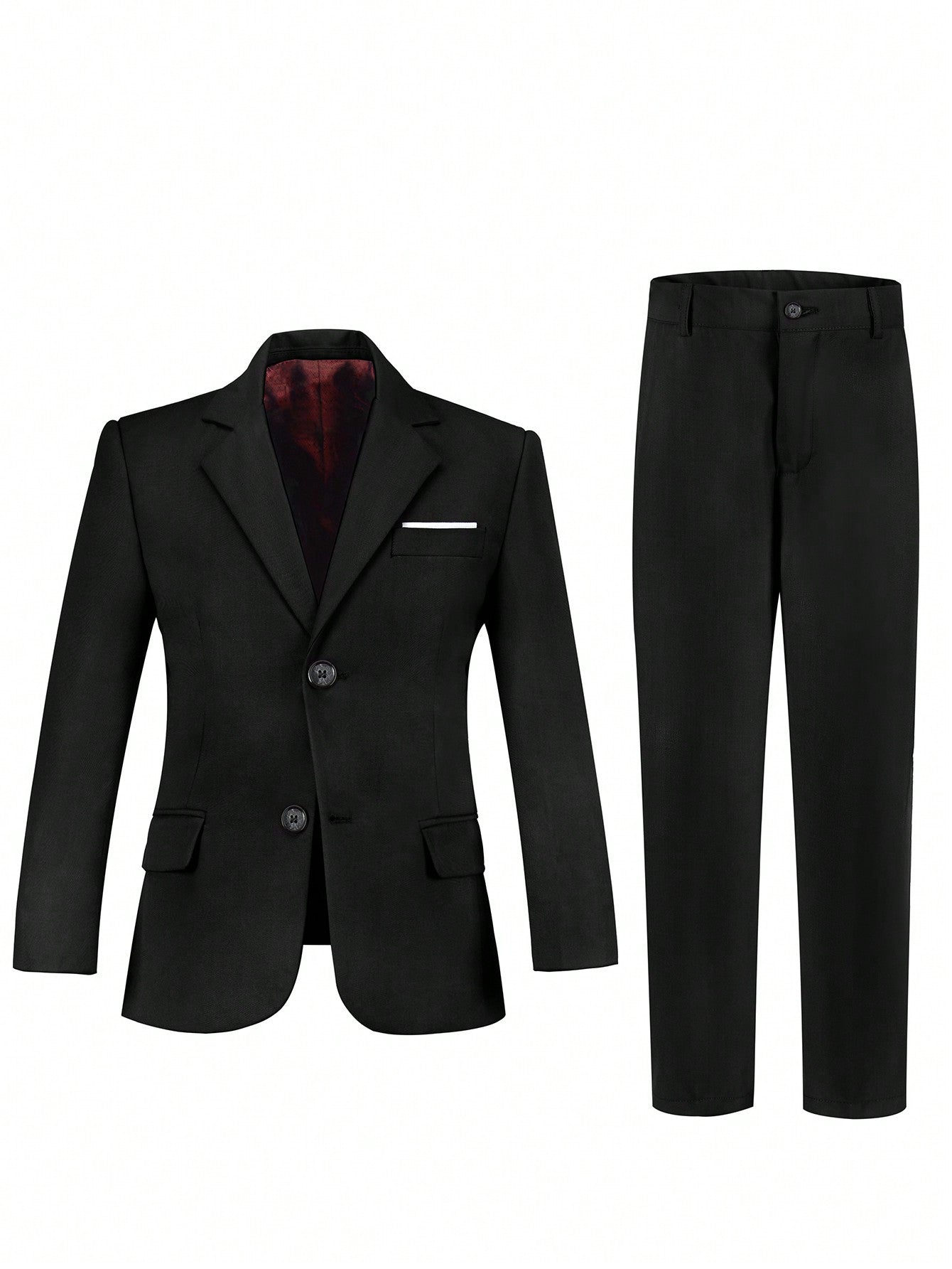 2pcs Back-To-School Boys' Suit Set, Including Formal Suit Jacket And Pants, Groomsman Wedding Tuxedo, Dark Blue