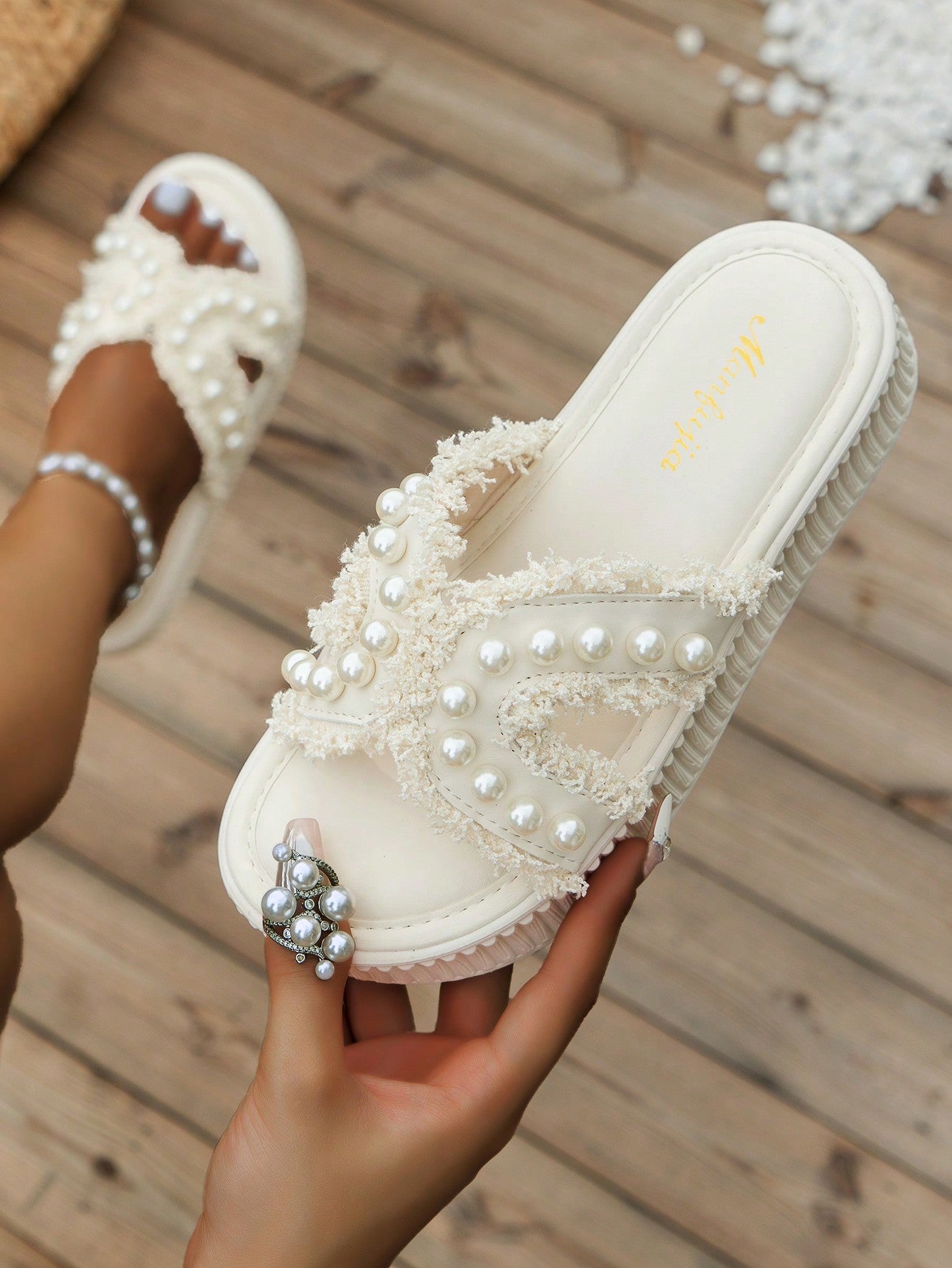 Women's Bohemian Style Rhinestone Woven Platform Sandals, Summer Casual Beach Roman Style Shoes