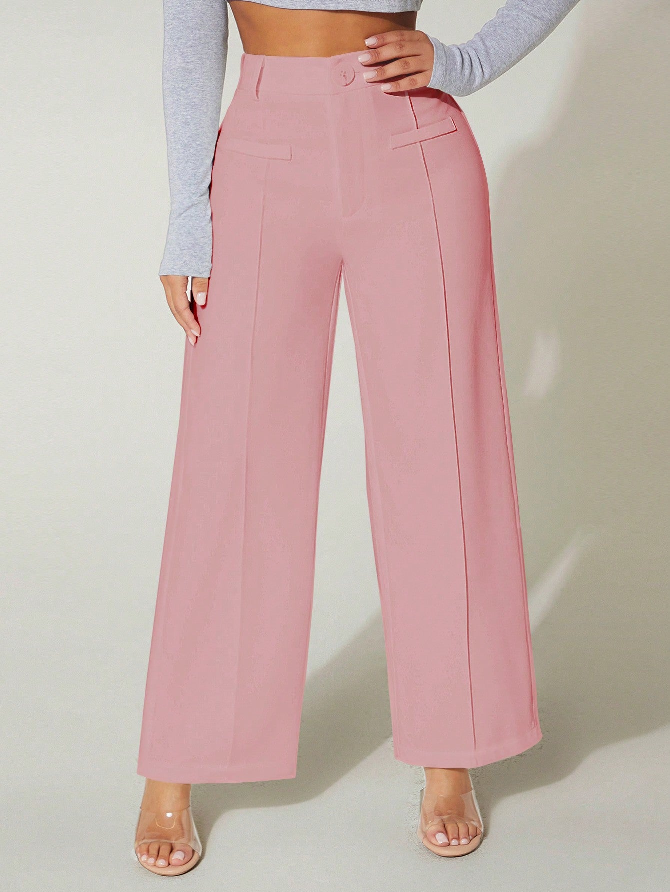 PETITE Solid Wide Leg Summer Pants