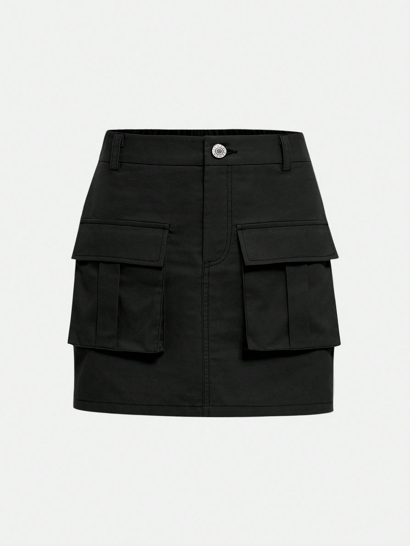 Teen Girl Woven Casual Short Skirt With Flip Pocket Cargo Design