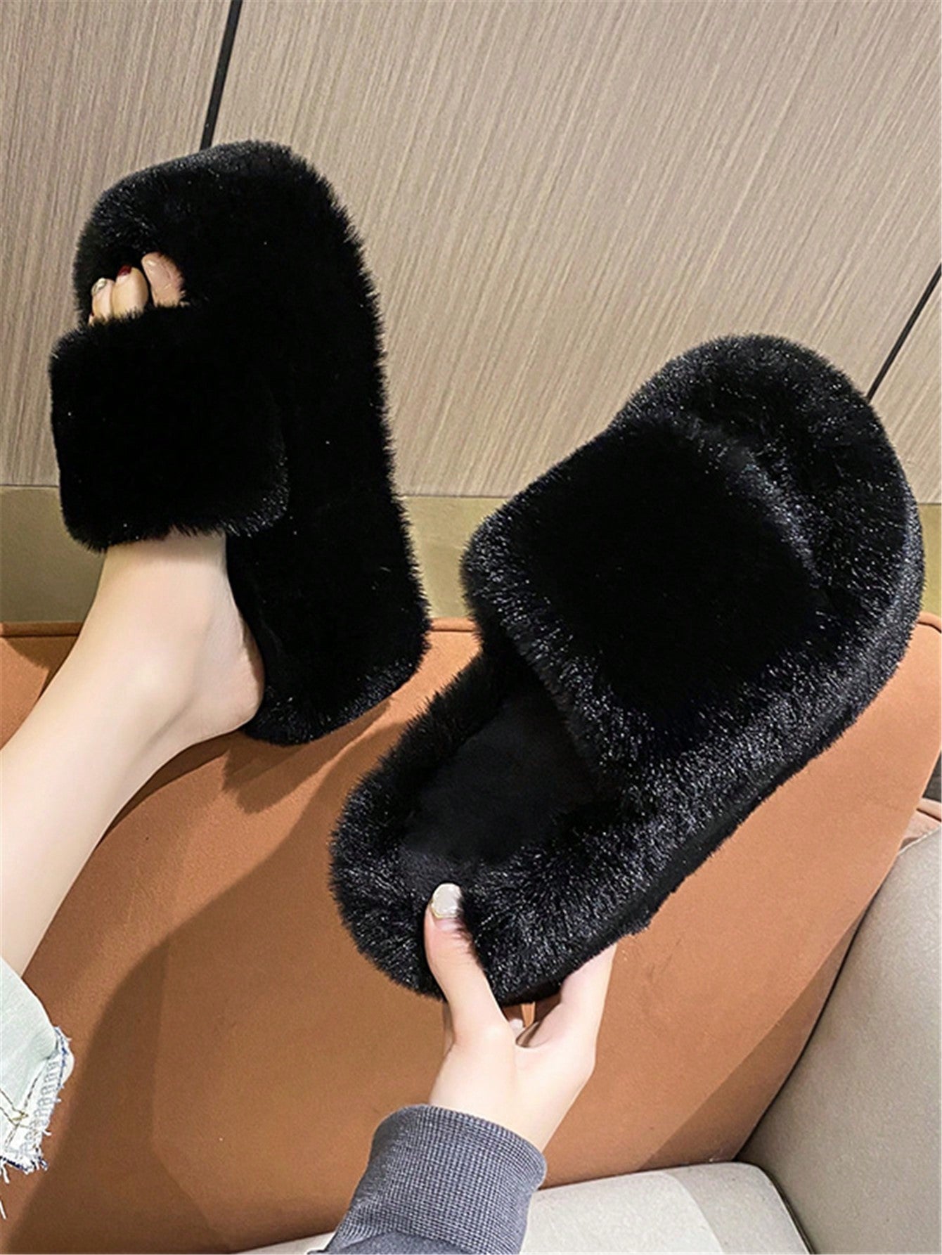 Women Minimalist Single Band Home Slippers, Fashion White Bedroom Slippers