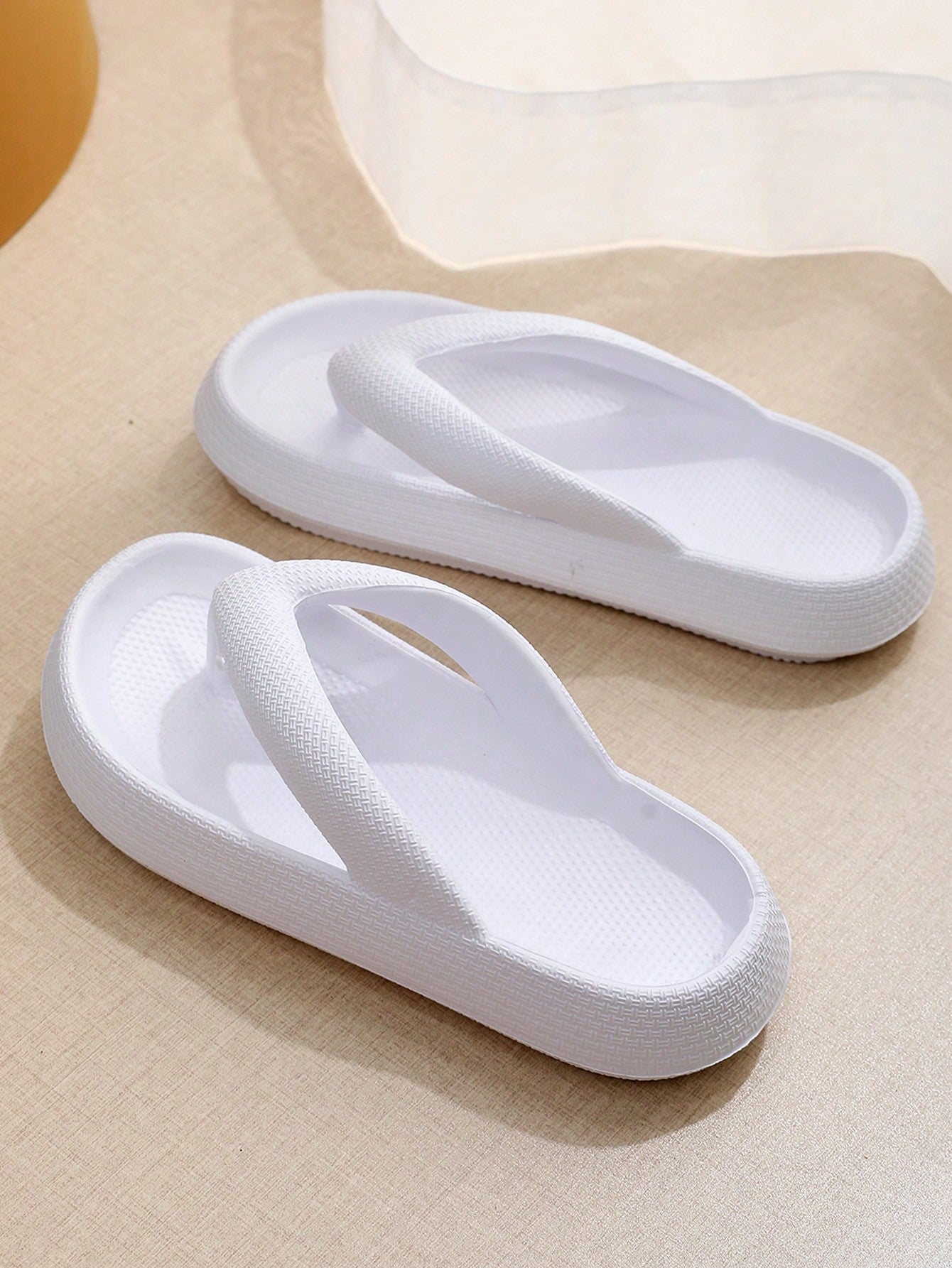 Summer Ladies" Thick Soft Bottom EVA Molded One-Piece Solid Color Roman Sandals, Slip-Resistant Beach Resort Comfortable Casual Slippers