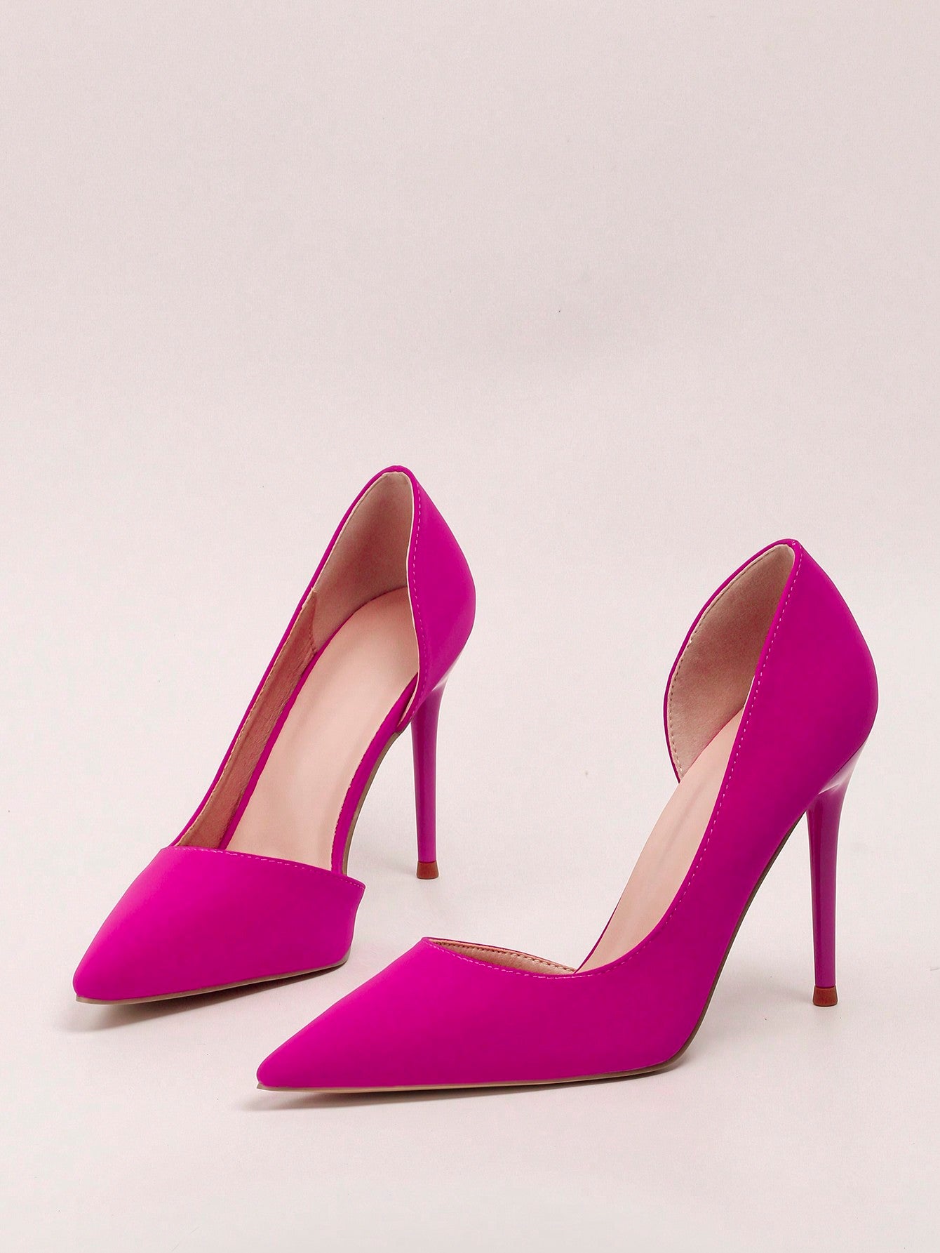 Minimalist Point Toe Stiletto Heeled Court Pumps, Apricot Color Elegant Solid Color High Heel Shoes