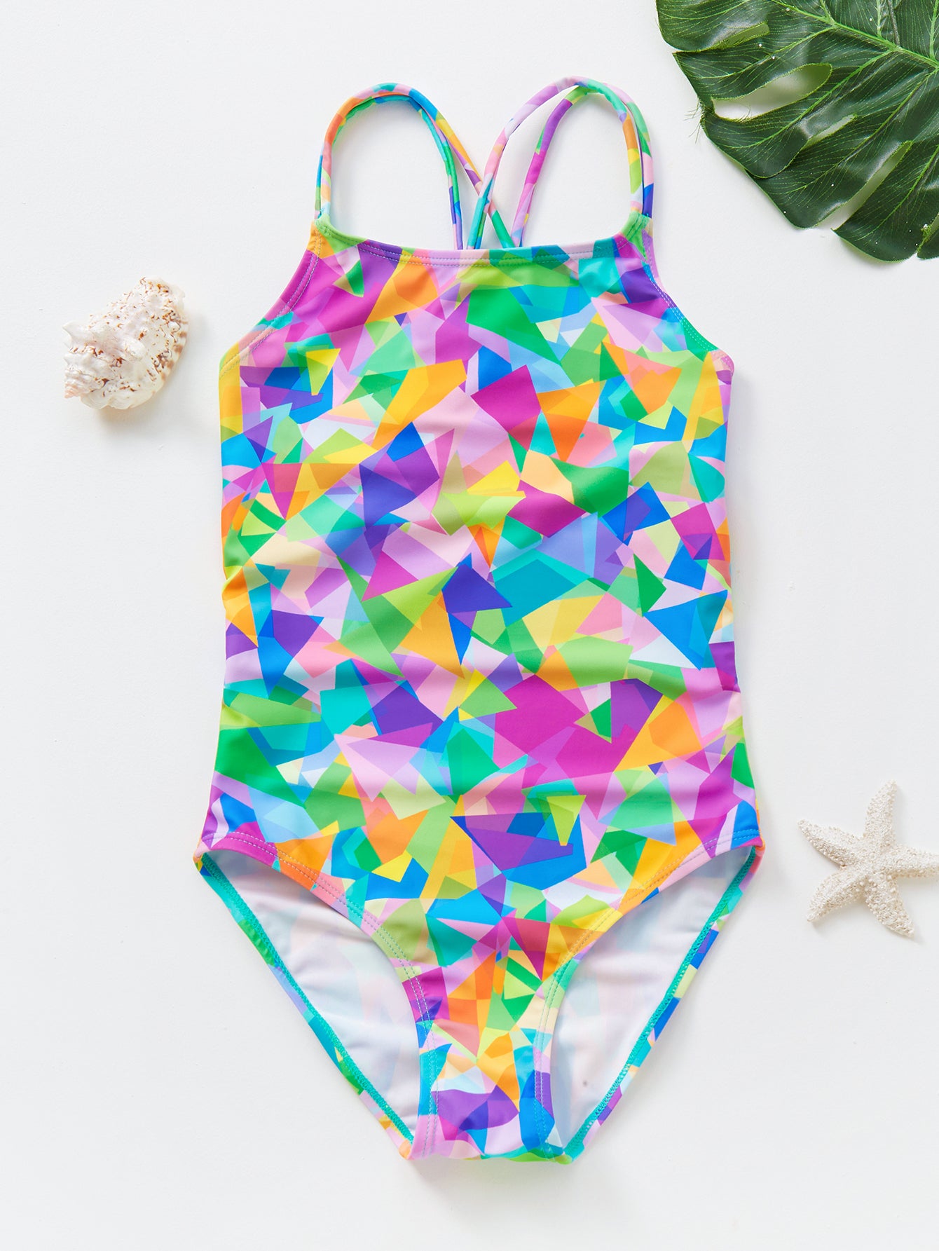 Tween Girl Geo Print One Piece Swimsuit