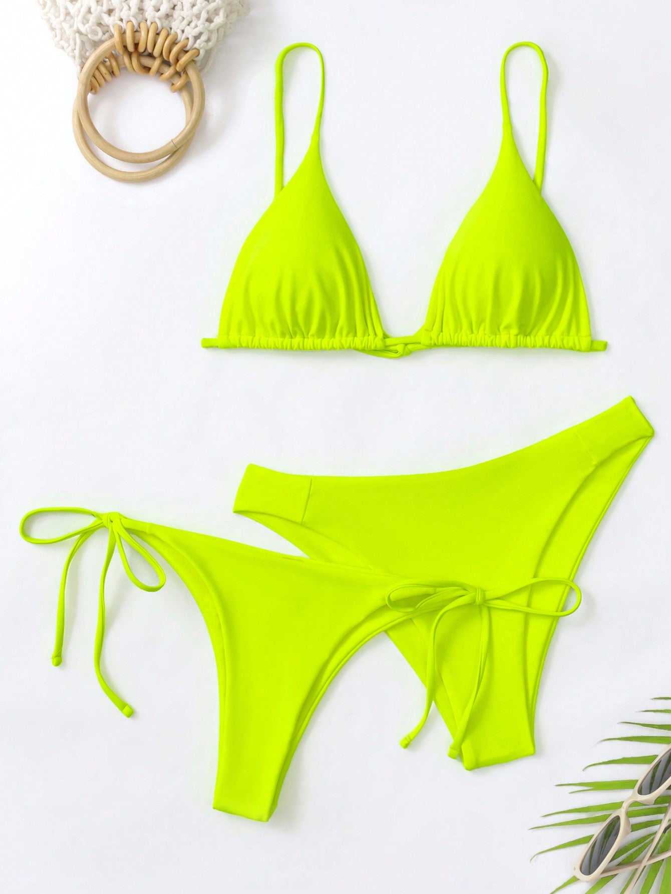 Swim Summer Beach 3packs Triangle Tie Side Bikini Set