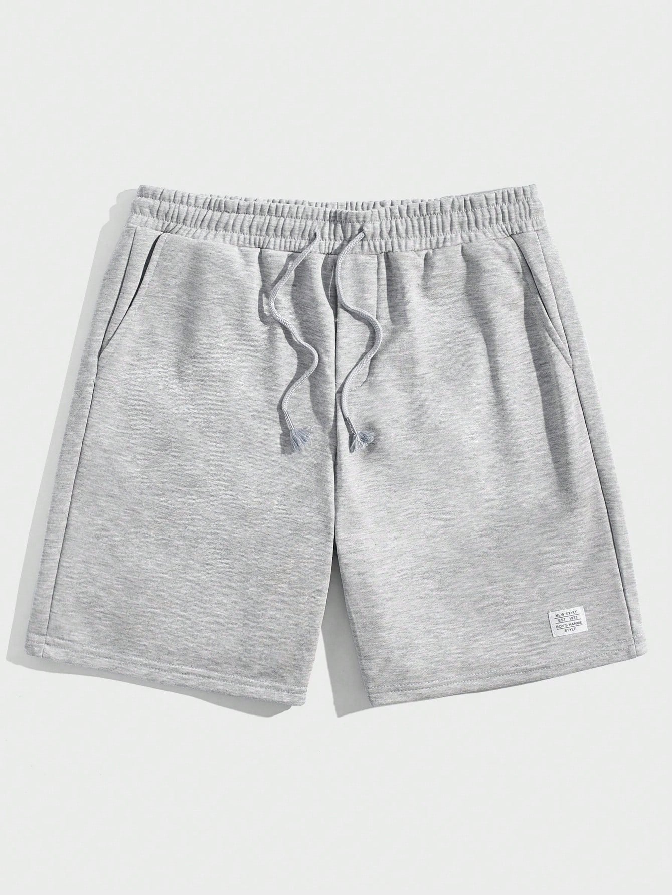 Men Letter Patched Drawstring Waist Shorts