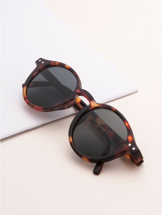 1pair Kids Tortoiseshell Pattern PC Vintage Sunglasses For Travel