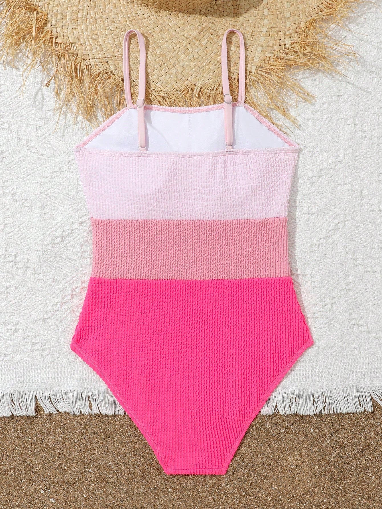 Teen Girl Color Block Smocked One Piece Swimsuit