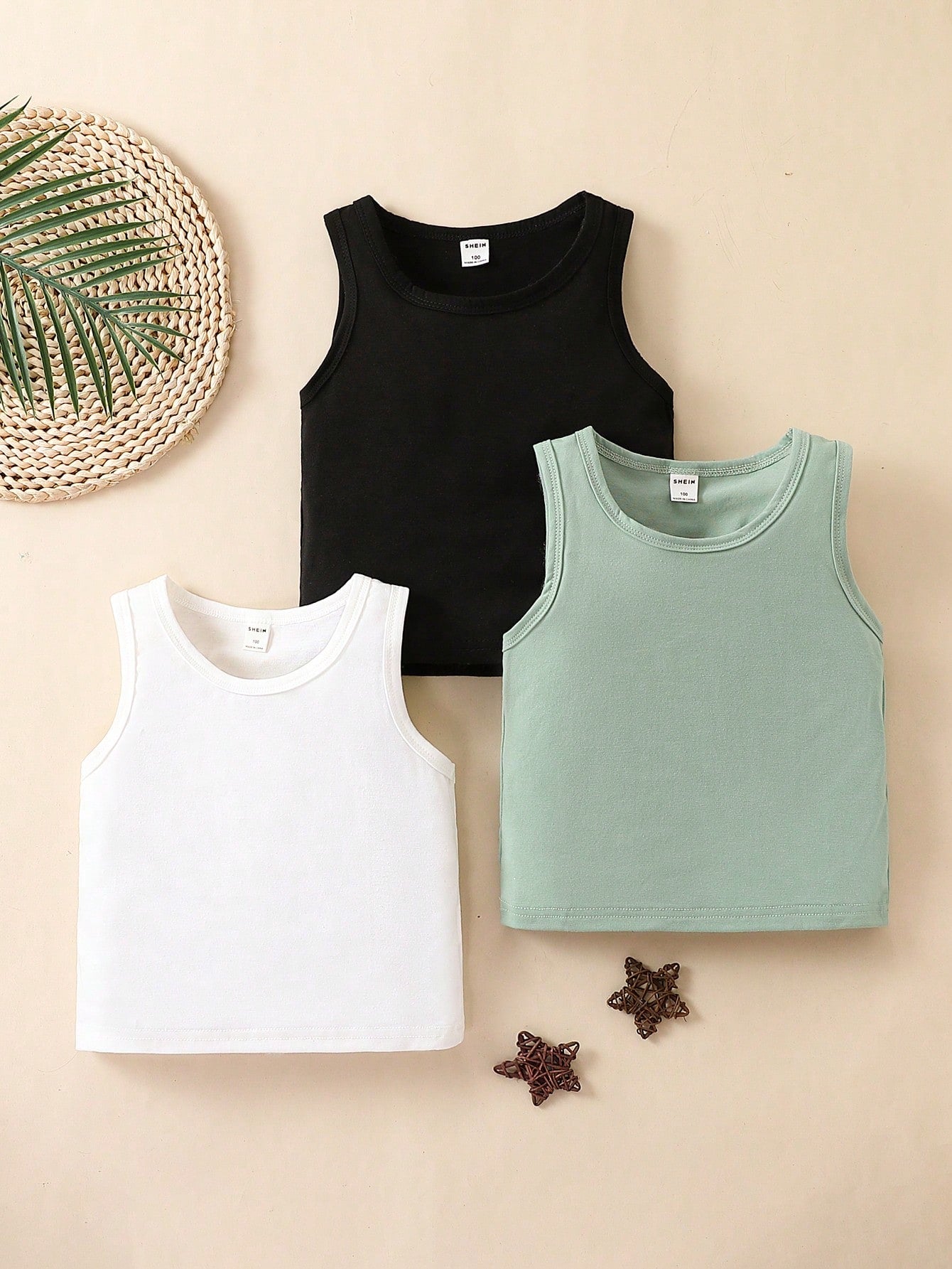 Young Boy 3pcs Solid Tank Top