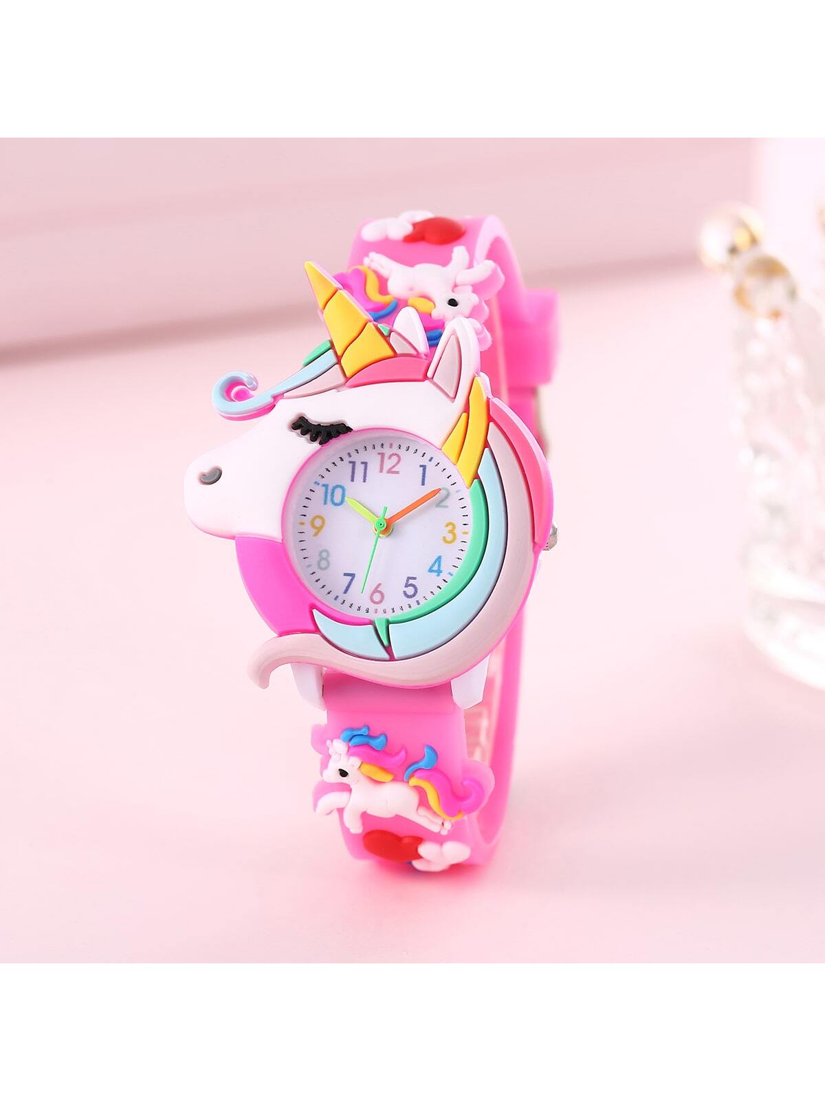 Kids' Unicorn Cartoon Silicone Wristwatch For Students