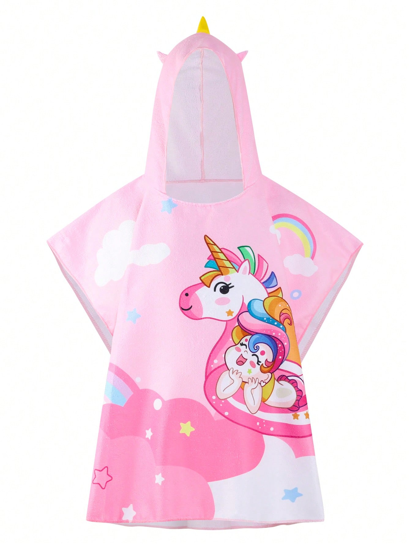 Young Girls' Cartoon Printed Hooded Summer Holiday Cover Up Kimono