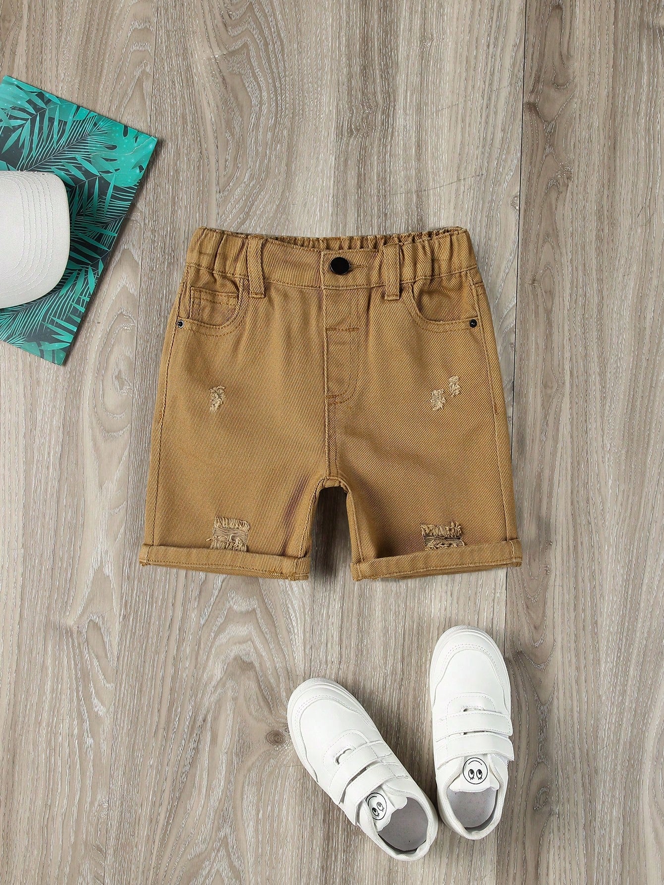 Young Boy Ripped Roll Hem Denim Shorts