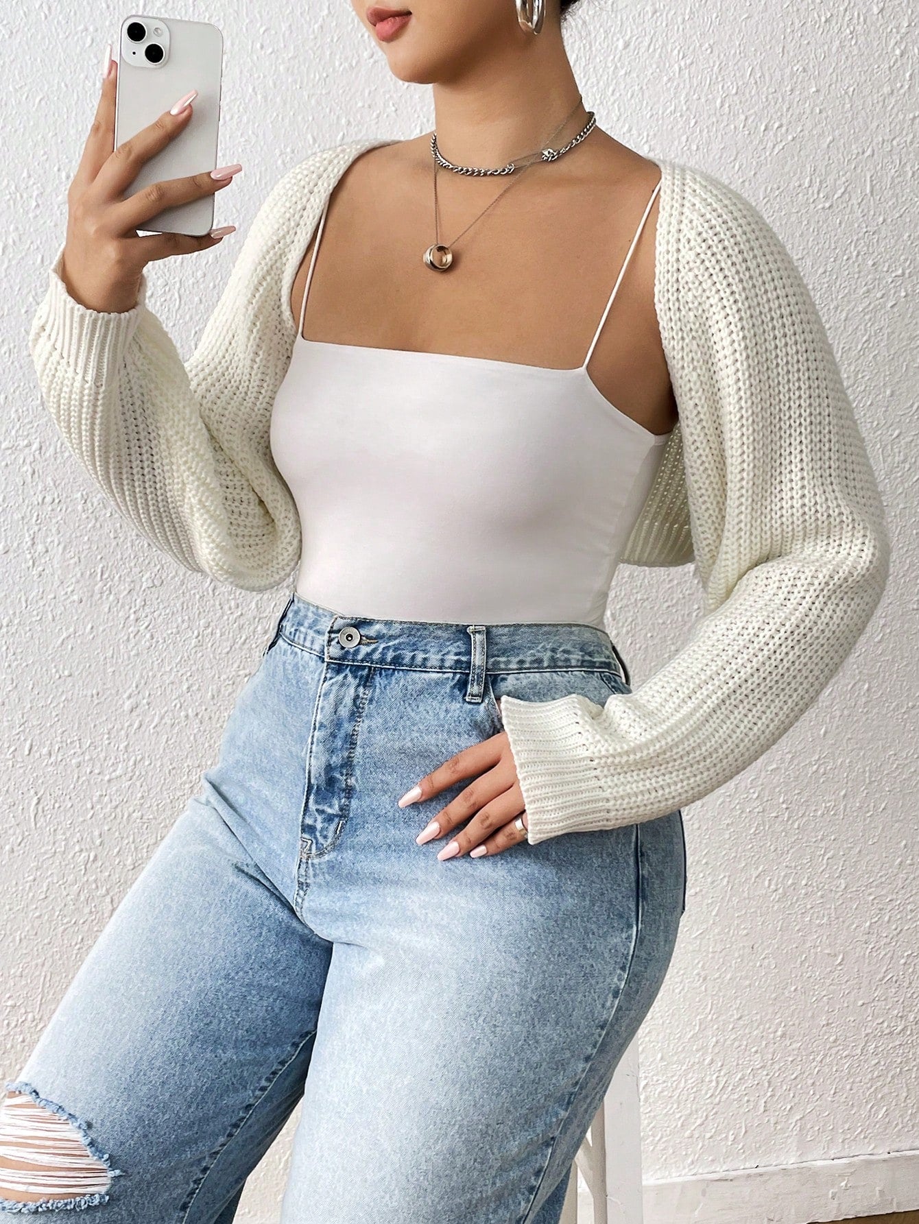 Plus Ribbed Knit Cardigan Without Cami Top Spring Clothes