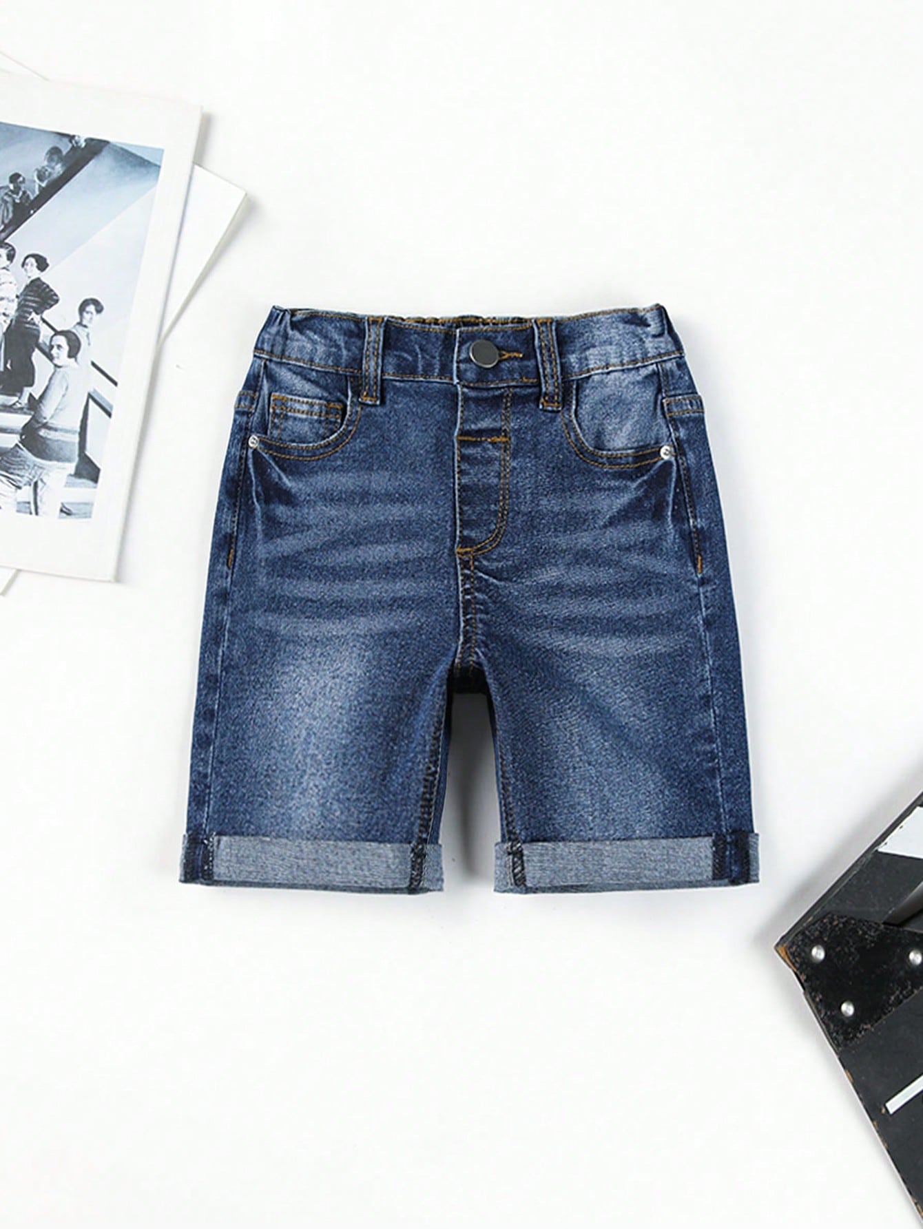 Young Boy Casual Personality Summer Outdoor Stretch Denim Shorts