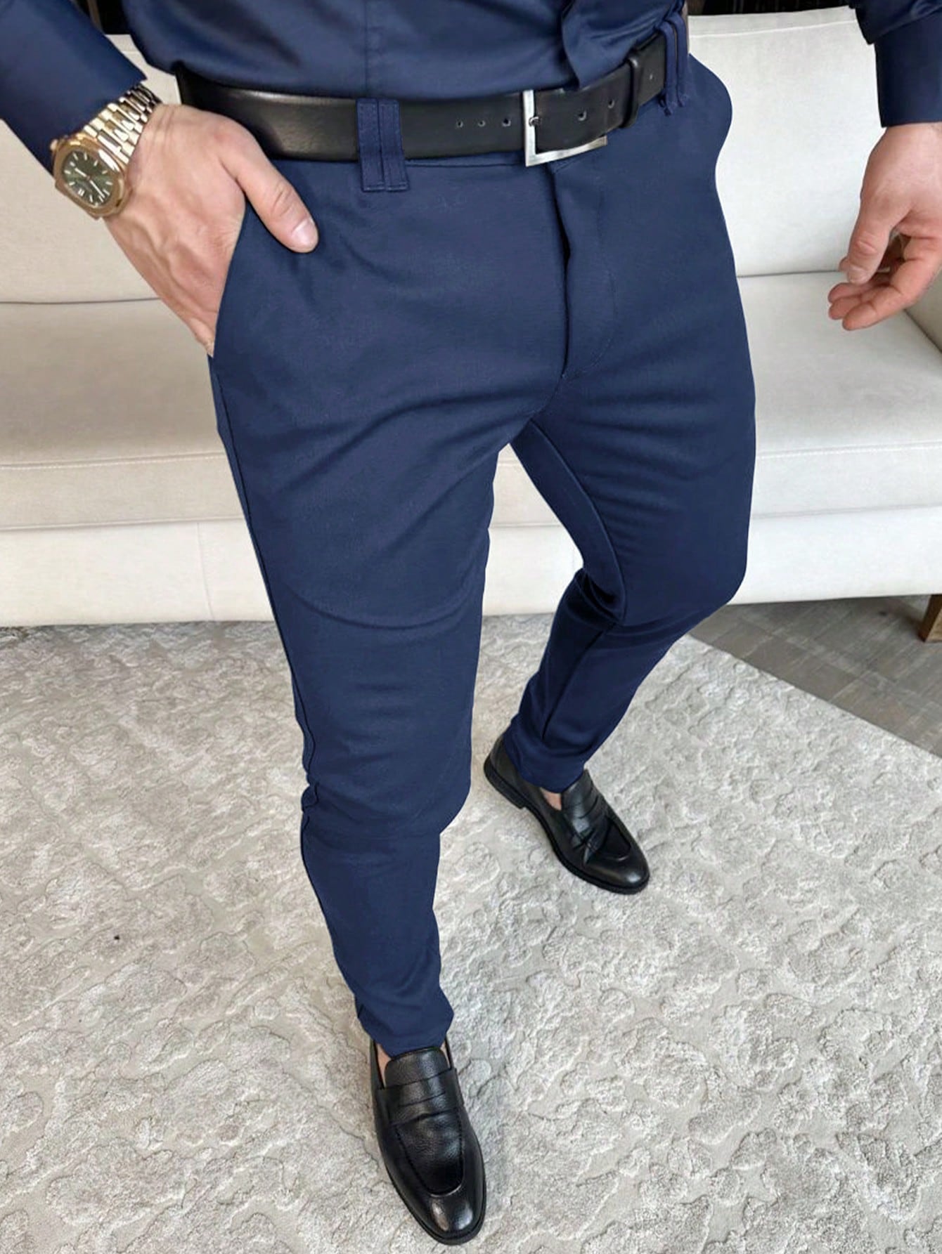 Men's Solid Color Suit Trousers