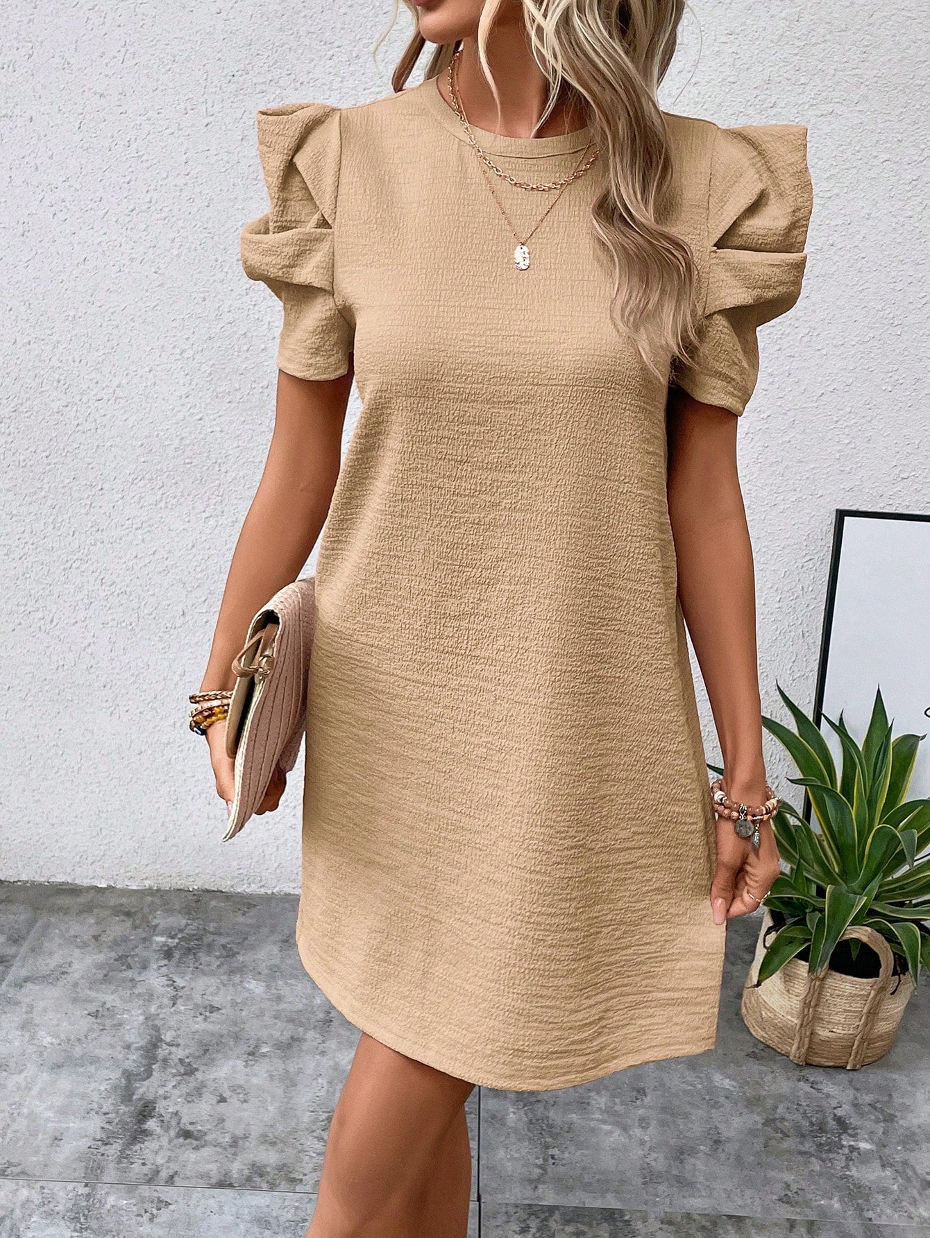 Puff Sleeve Textured Jacquard Women's Old Money Style Frenchies Teacher Clothes Back To School Fall Women Old Money Style Dress