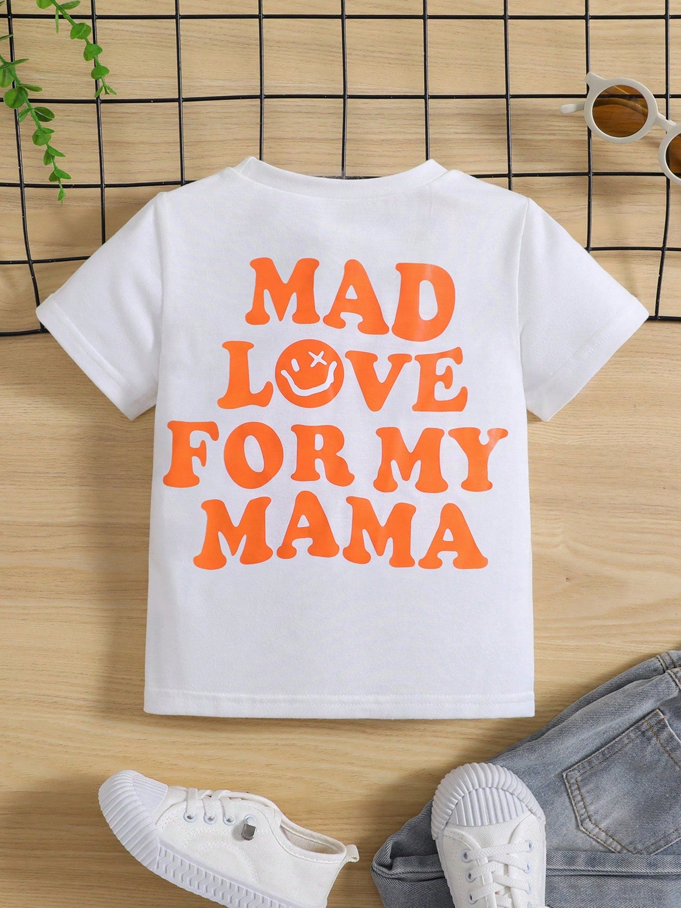 Boys' Loose And Comfortable T-Shirt With Parent-Child Slogan Expressing Love To Mom, Cute Style, Suitable For School, Parties, Outdoor And Sports, For Boys Aged 4-7