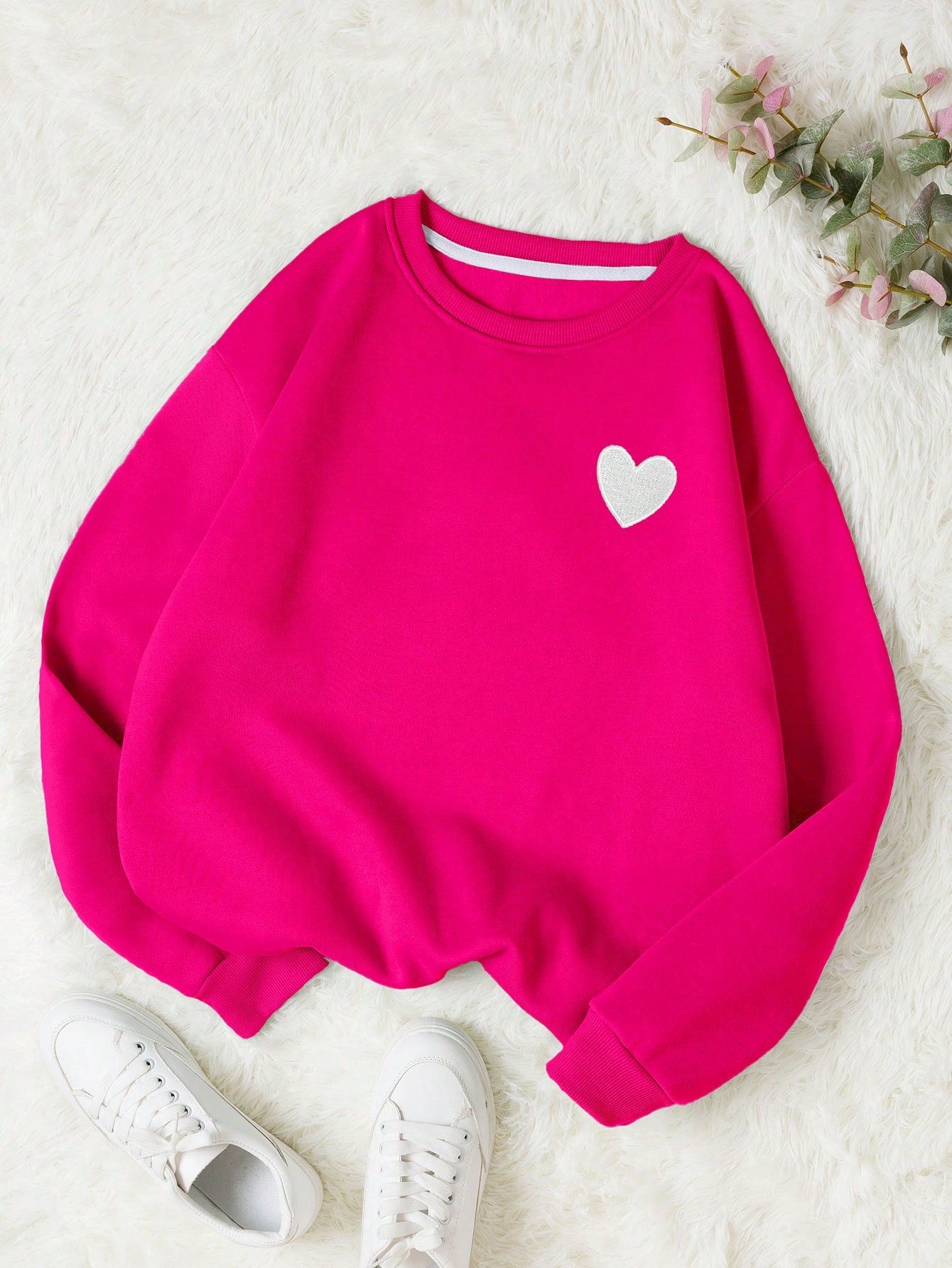 Heart Print Thermal Lined Sweatshirt