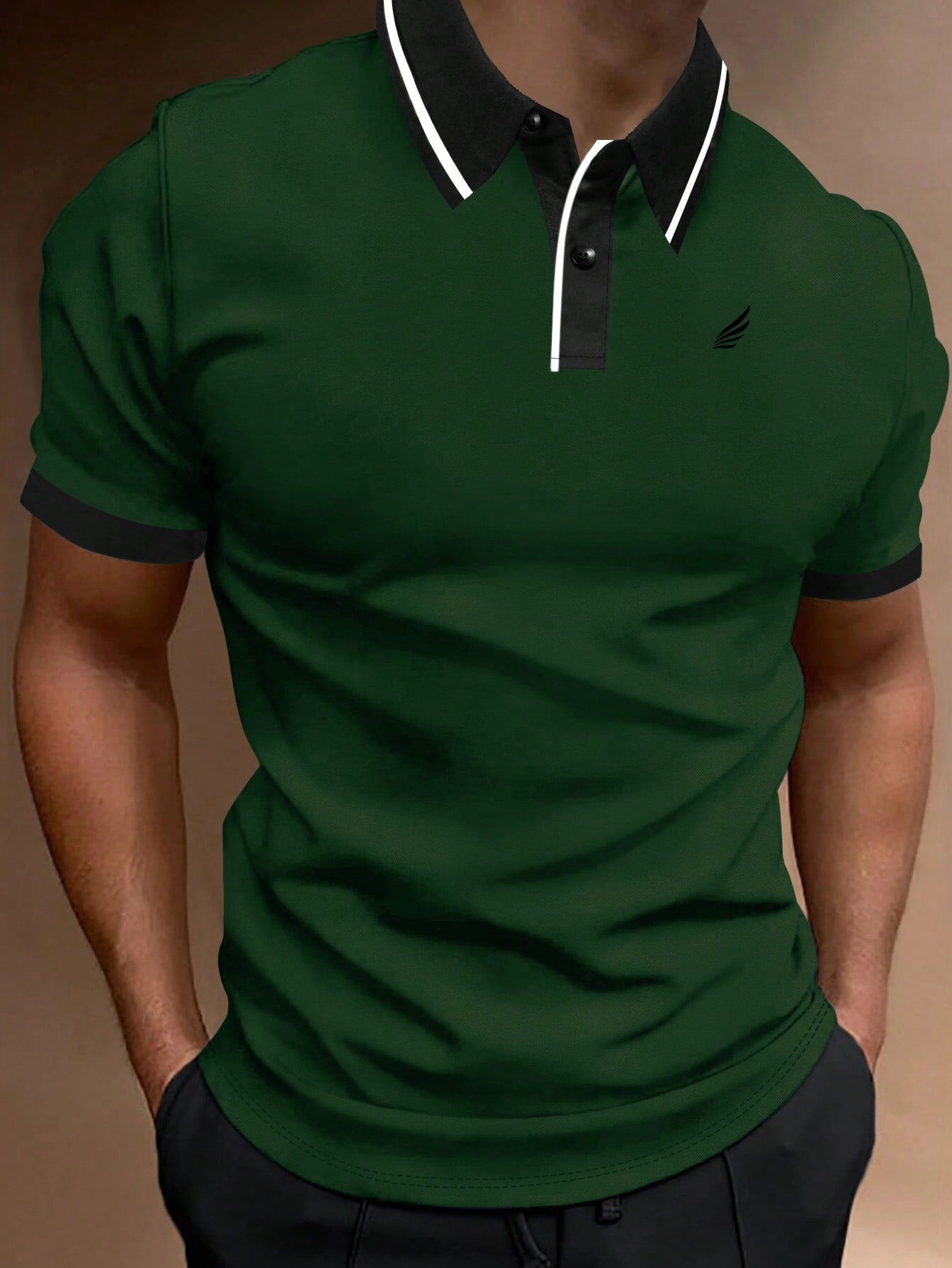 Men Contrast Trim Polo Shirt