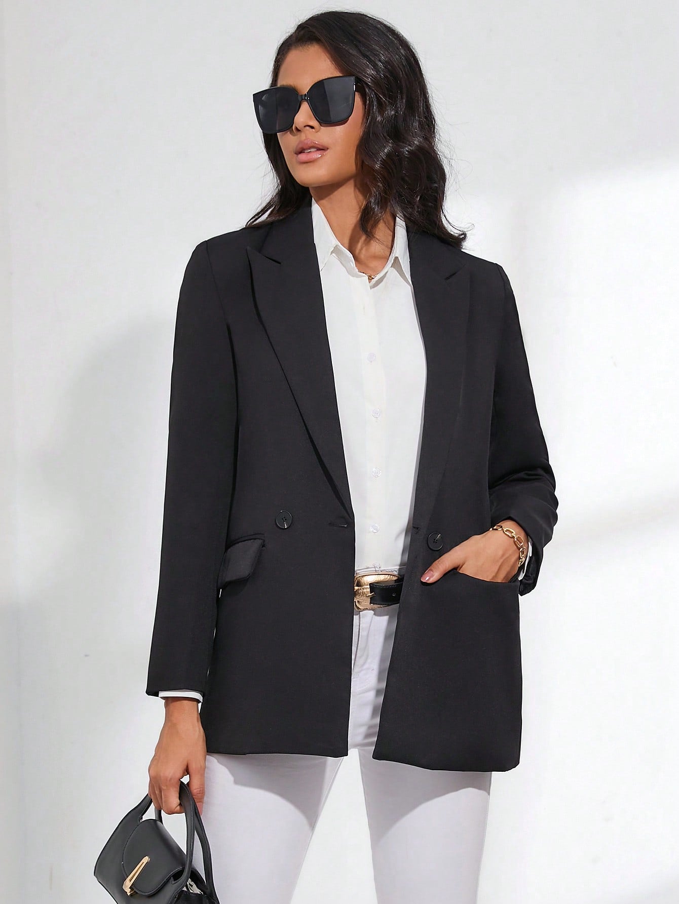 Women's Solid Color Simple Casual Long Sleeve Blazer