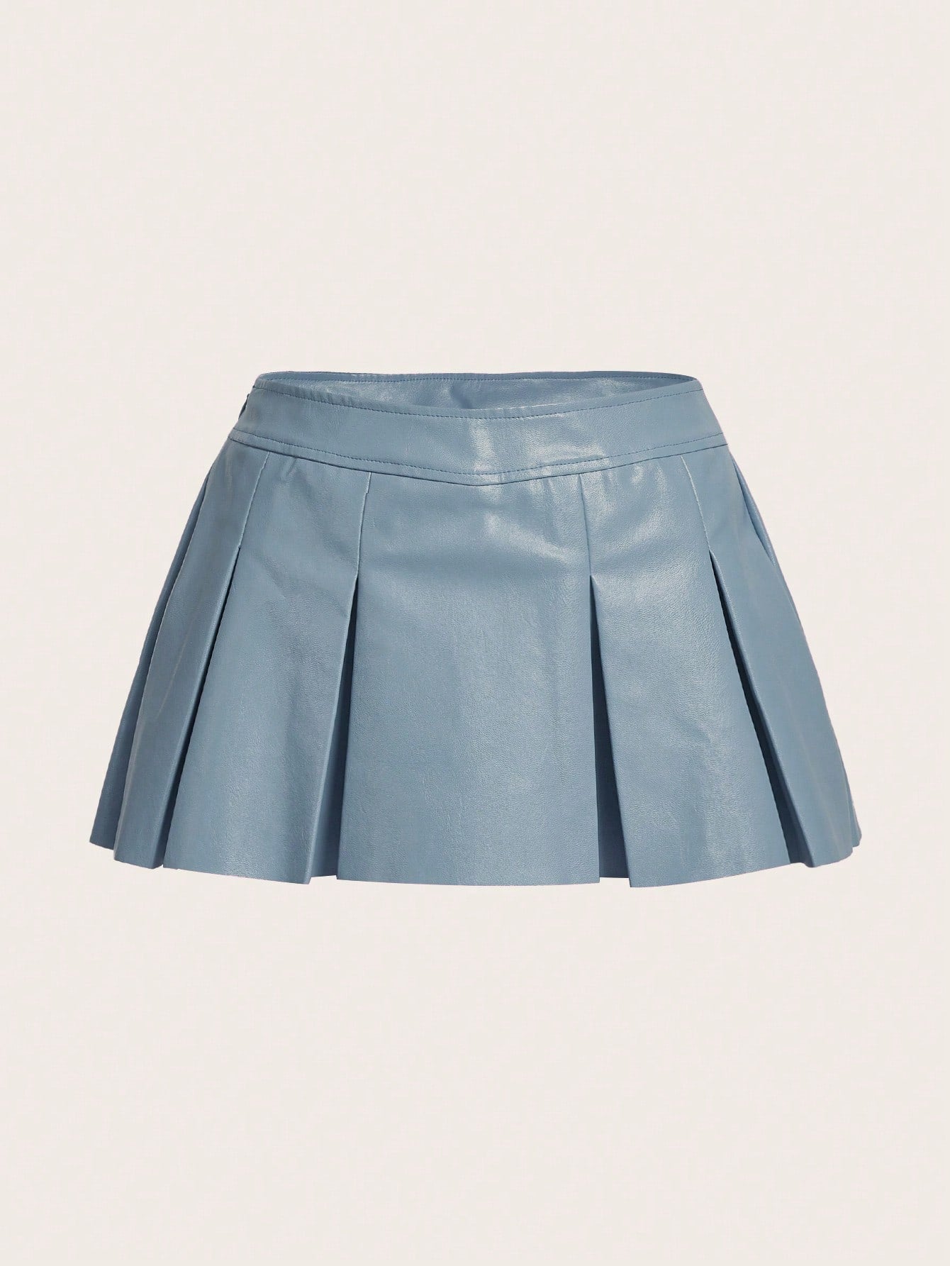 X Antonella Solid PU Leather Pleated Skirt