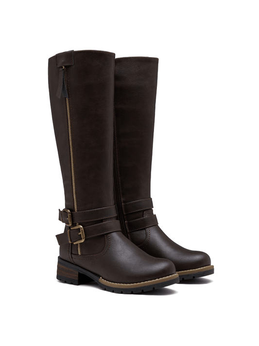 Womens' 9660 Knee High Boots, Tall Riding Boots with Outer Decorative Zipper