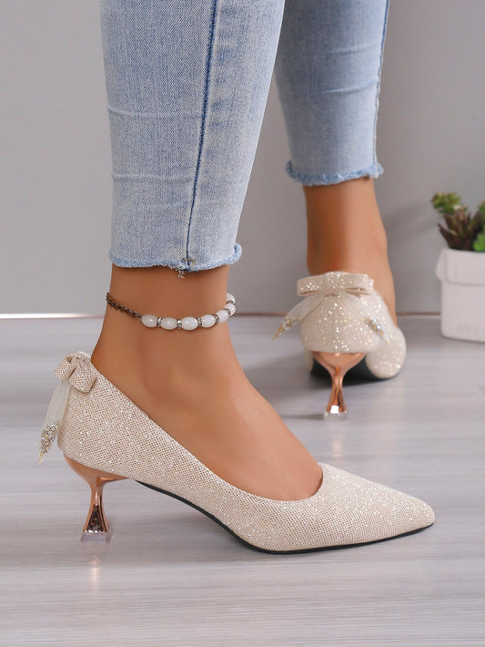 Pointed Toe Pumps Shallow Mouth Wedding Shoes Women's High Heels Glitter Stiletto Shoes