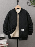 Tween Boy Letter Patched Detail Teddy Lined Zipper Up Padded Coat