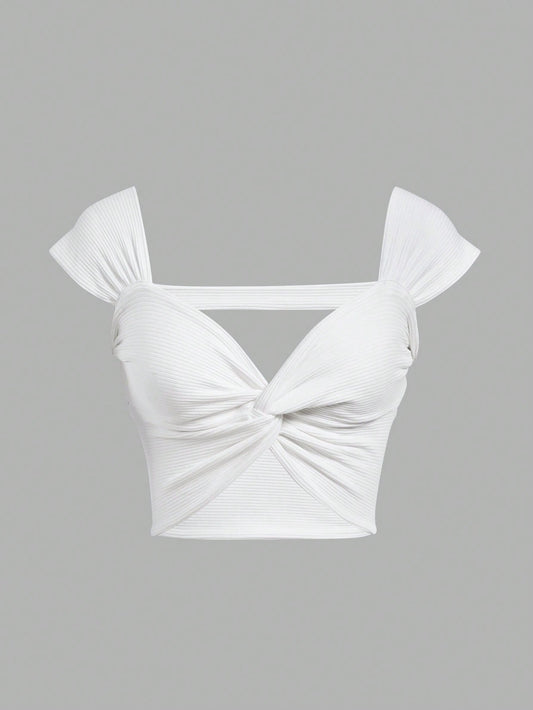 Twist Front Open Back Crop Top