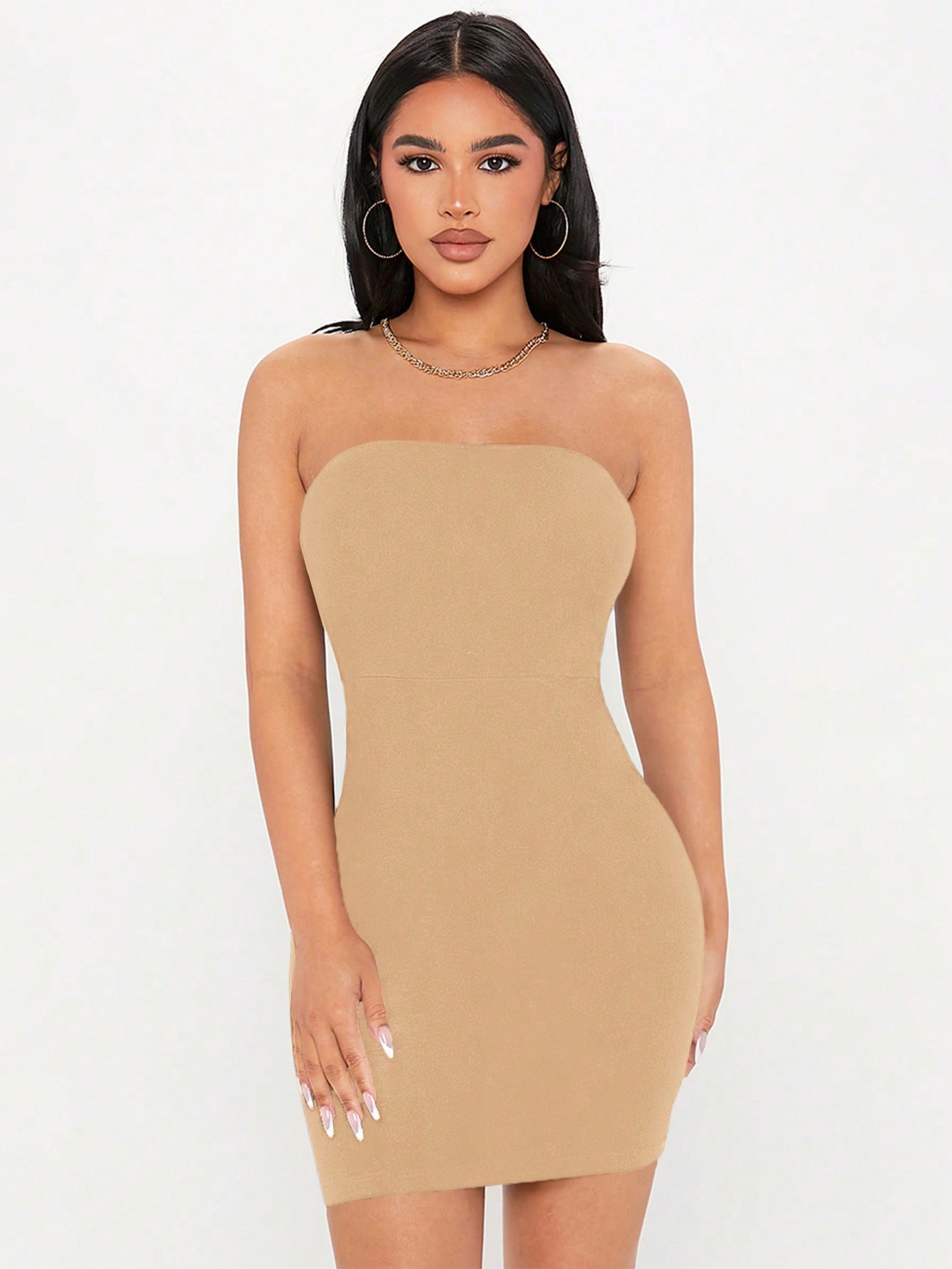 Solid Bodycon Tube Black Dress