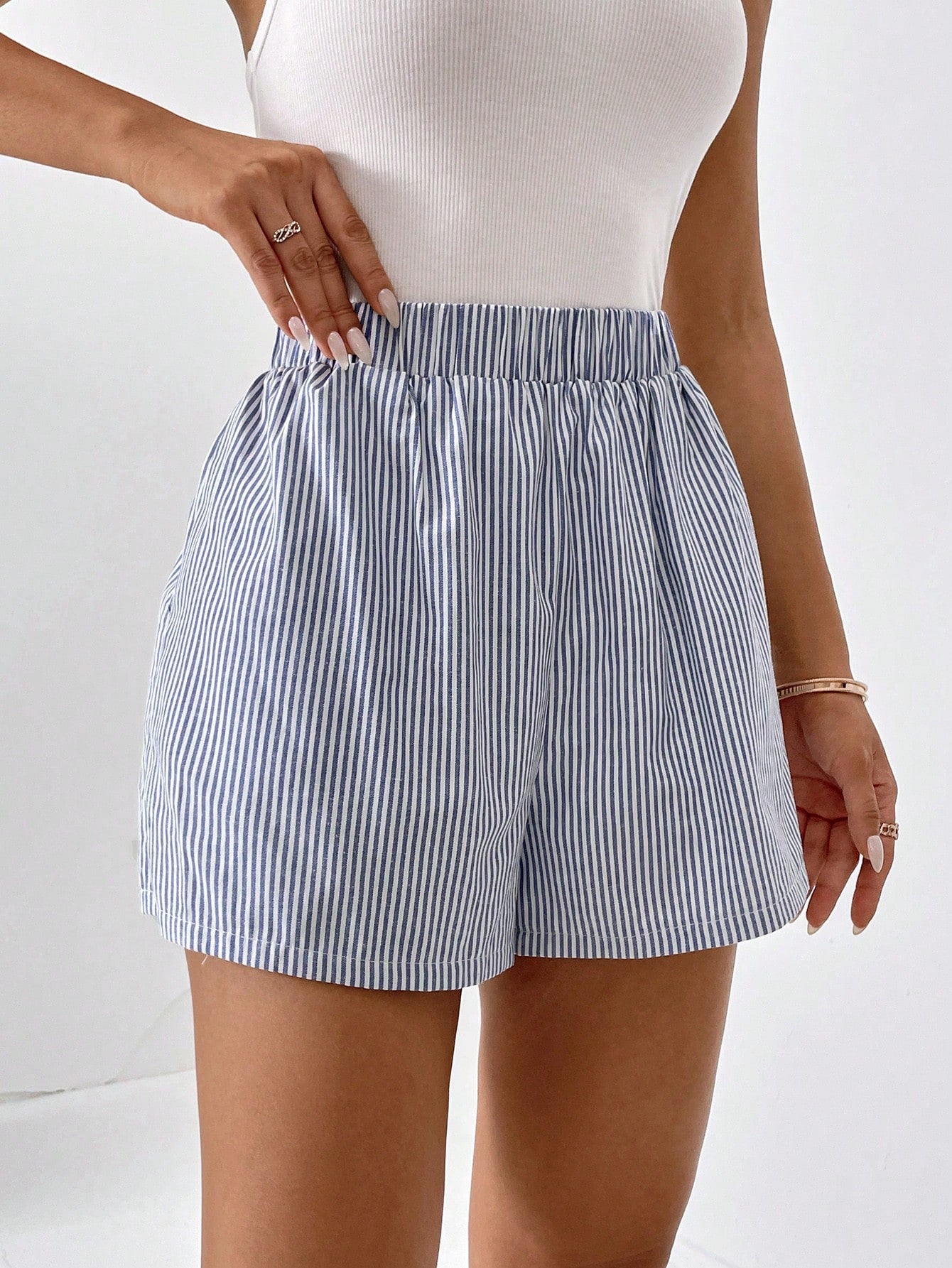 Women's Stripe Print Casual Shorts