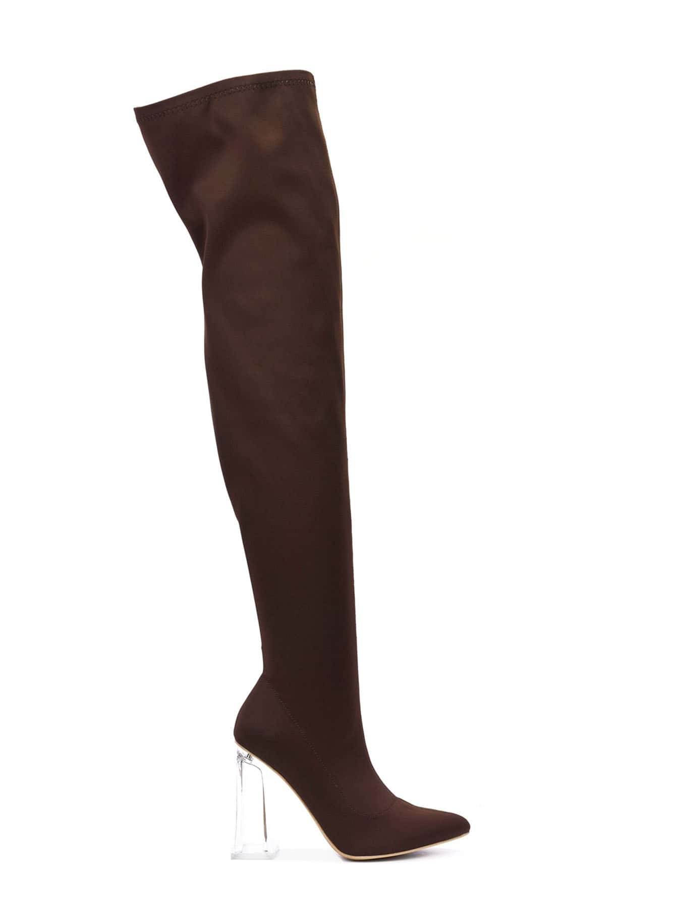 Monico Pointy Toe Thigh High Block Heel Boots