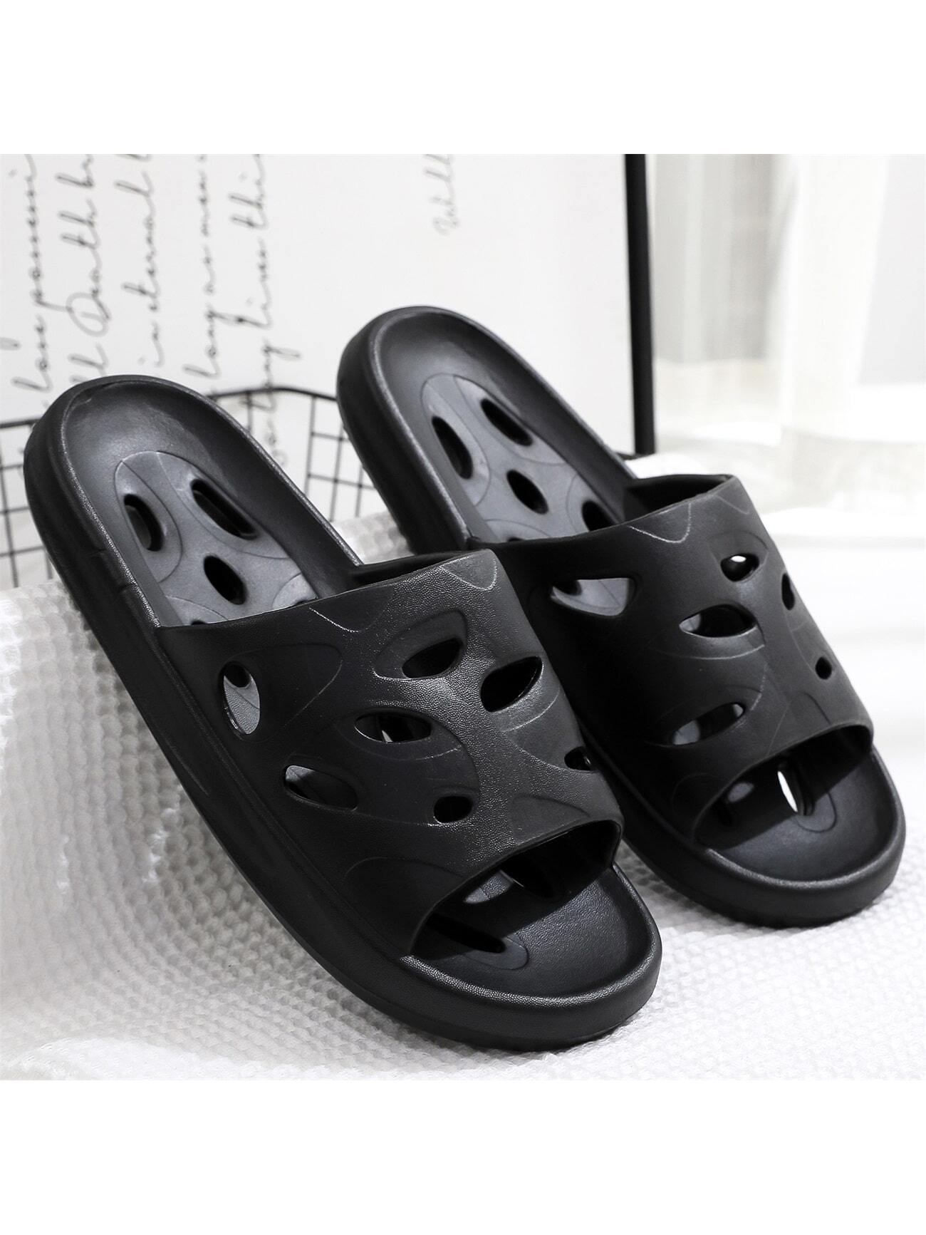 Unisex Summer Bathroom Slippers Indoor Shower Shoes With Hollow Out Design And Water Drainage System