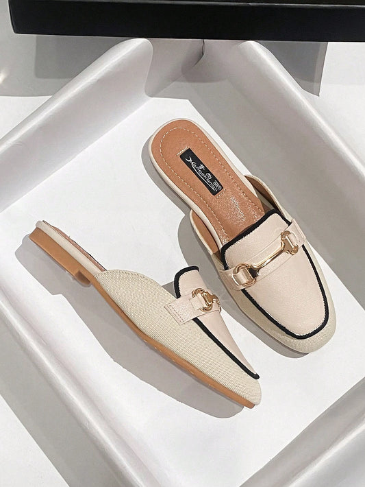 French Retro Backless Slide Loafer Flats Women Spring Slip-On Mule Shoes