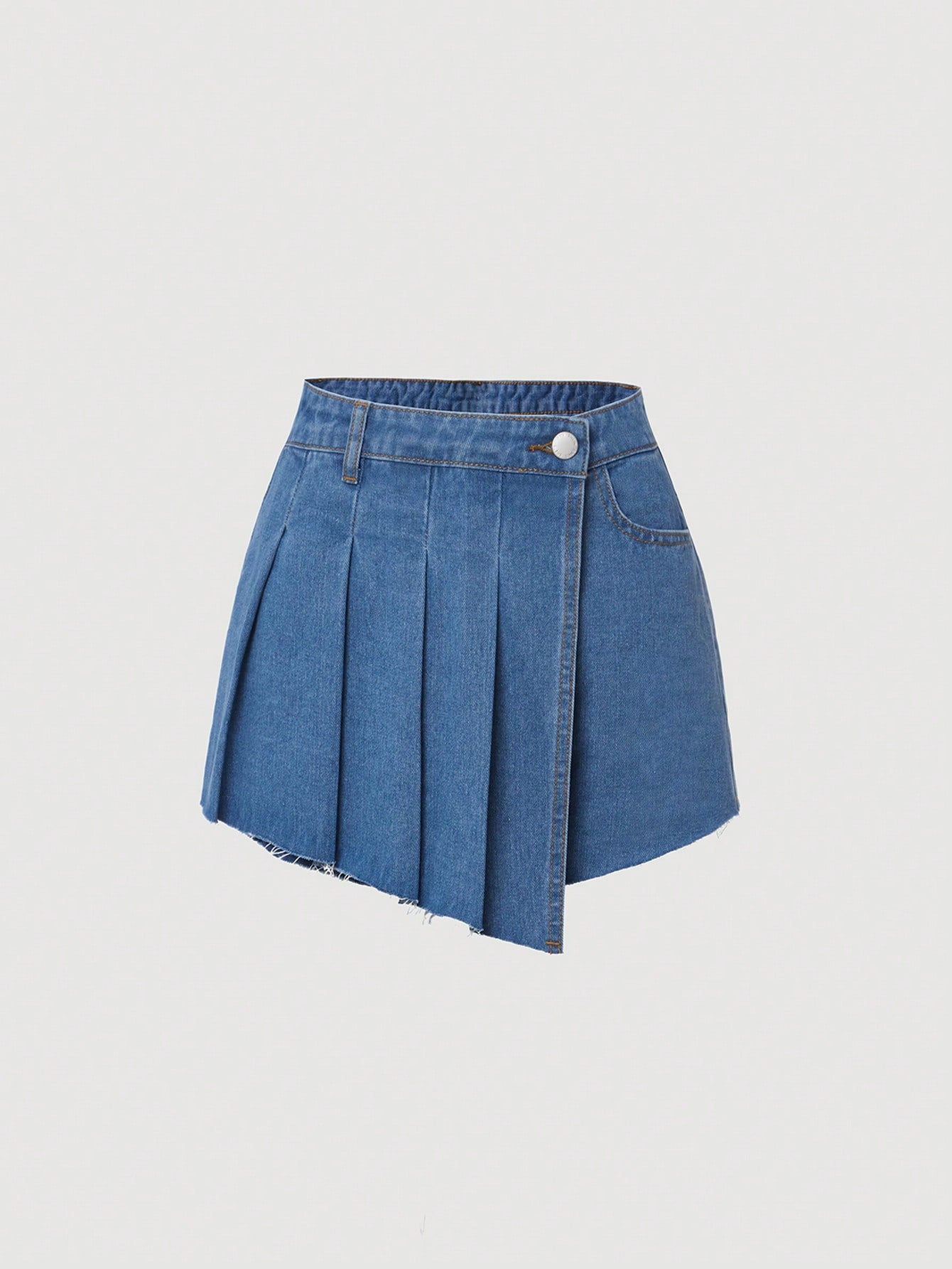 Teen Girls Pleated Panel Denim Skort