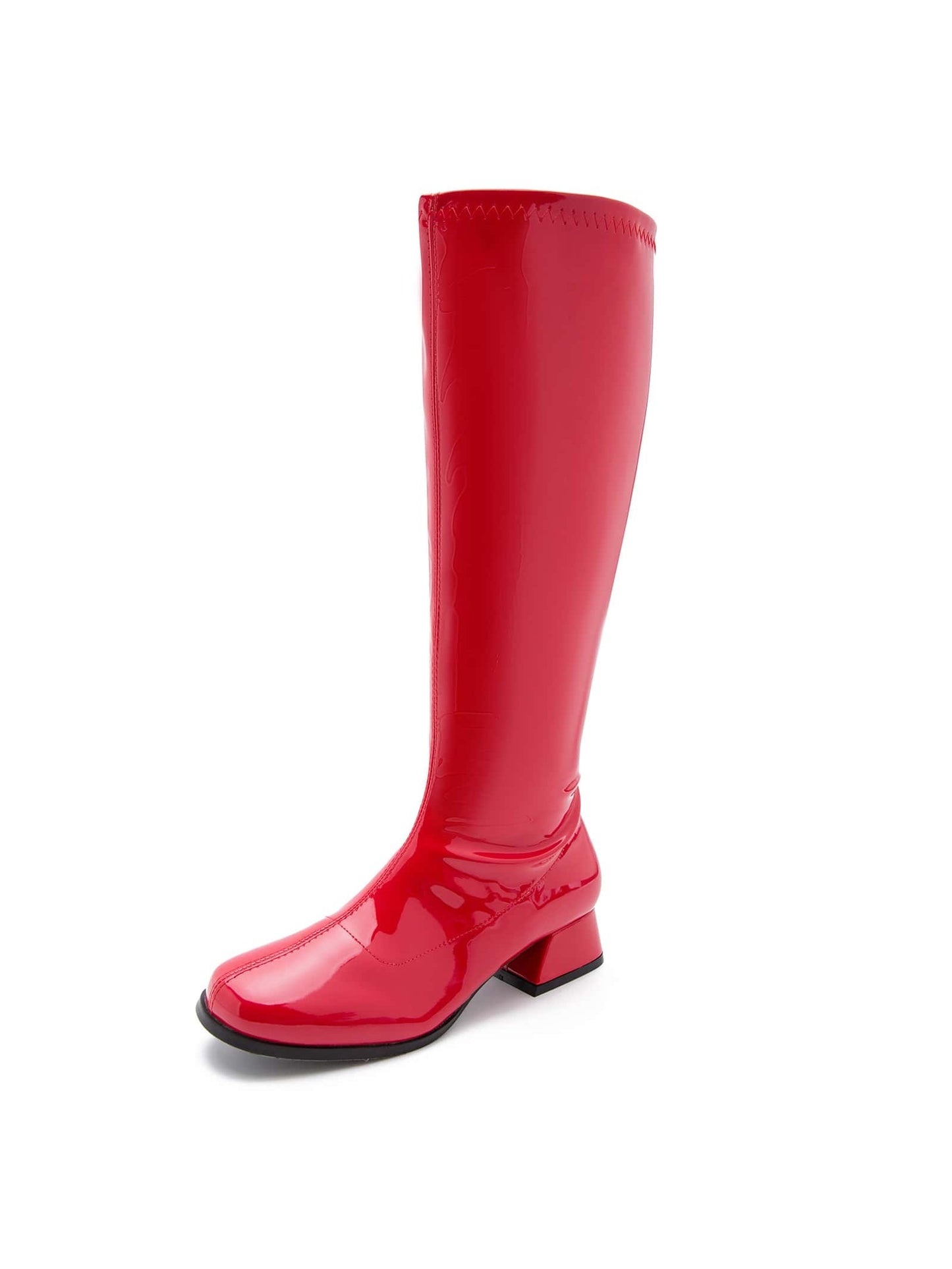 Fereshte Boots For Women, Knee High Boots, Low Block Heel Zipper Boots Ladies Party Dance Shoes