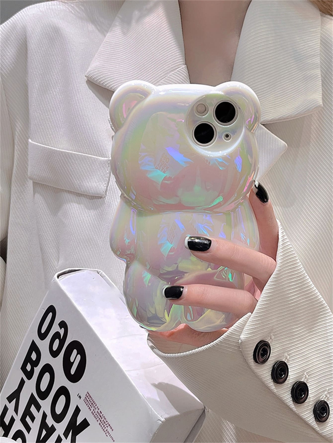 1pc 3D Laser Bear Design Phone Case Compatible With Apple IPhone