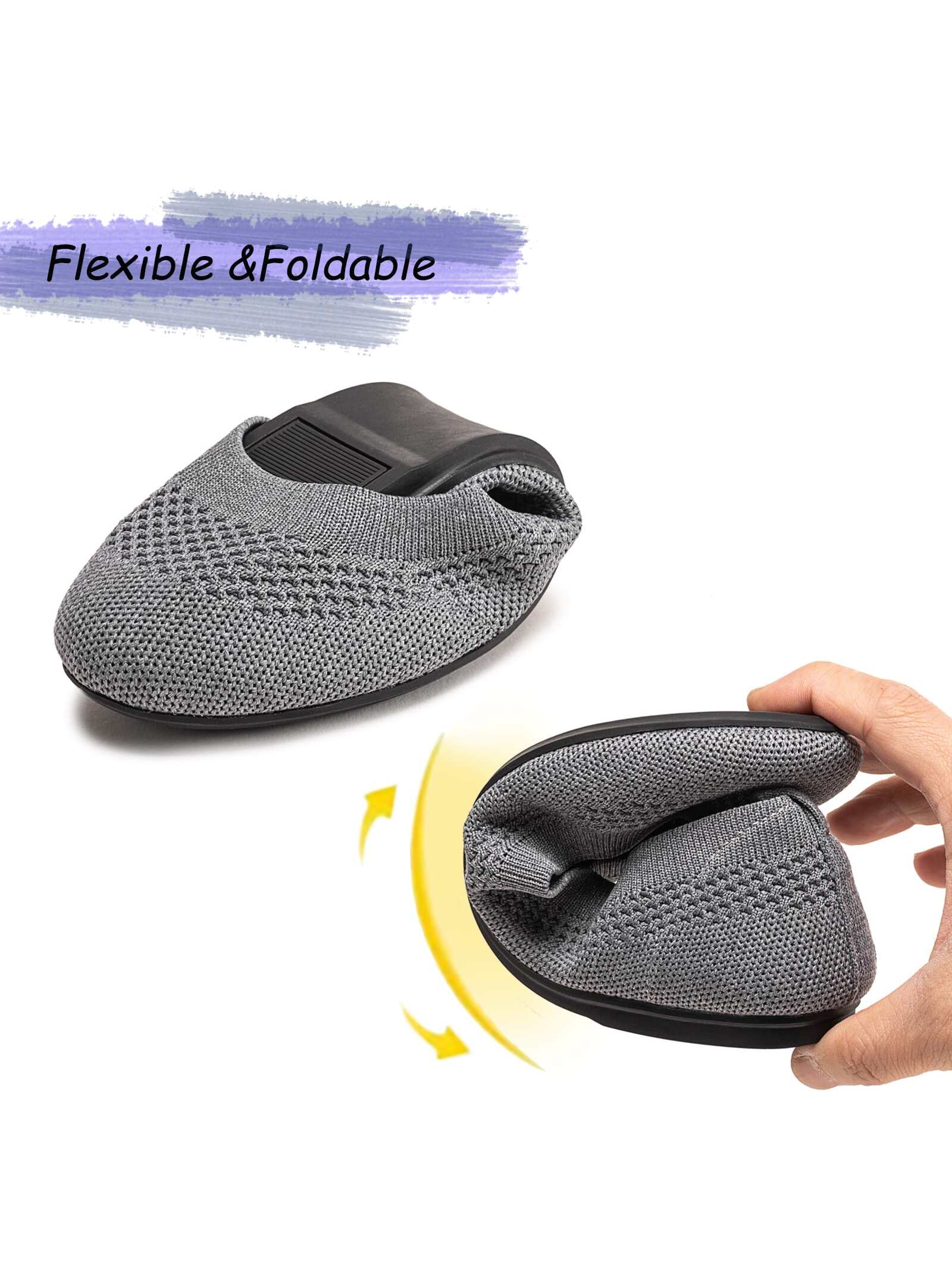 Frank Mully Ballet Flats for Women Soft Slip On Flat Shoes Knit Round Toe Work Flat Mesh Woman Walking Shoes Comfortable Casual