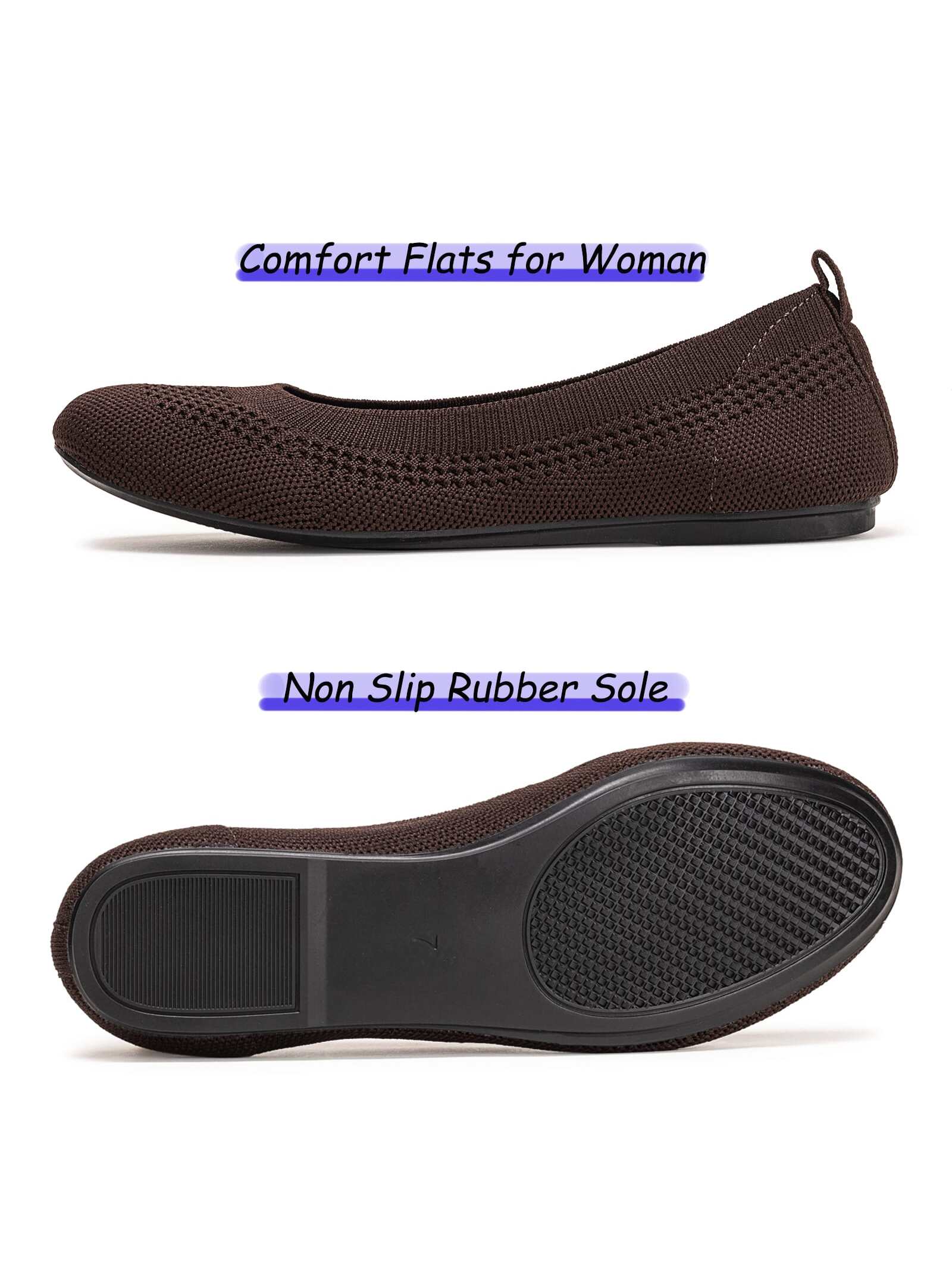 Frank Mully Ballet Flats for Women Soft Slip On Flat Shoes Knit Round Toe Work Flat Mesh Woman Walking Shoes Comfortable Casual