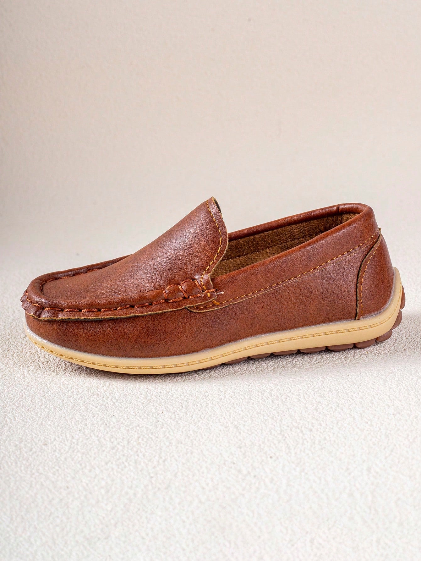 Comfortable And Breathable Brown Kids' Outdoor Loafers With Flat Soles