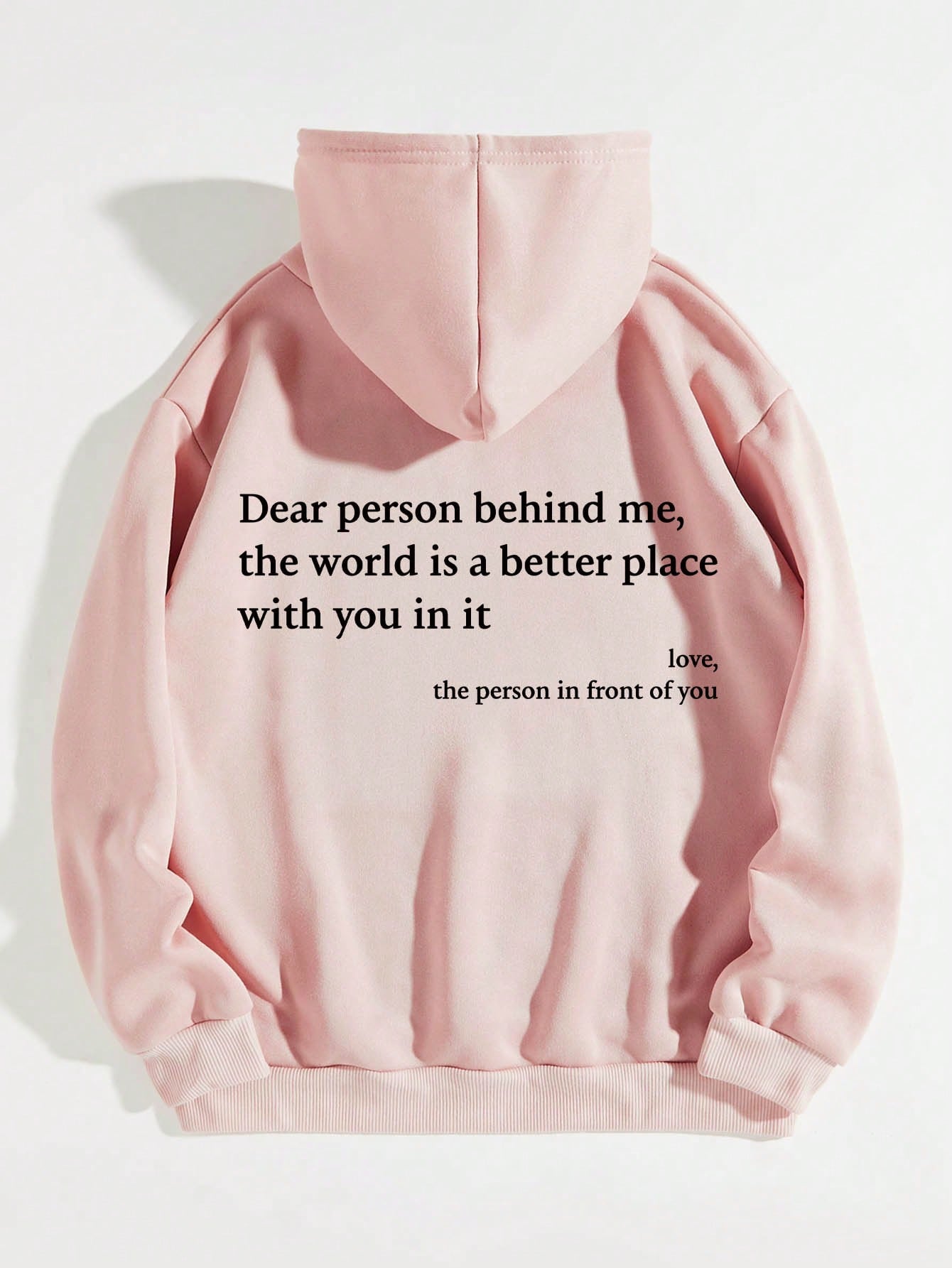 Slogan Graphic Kangaroo Pocket Drawstring Thermal Lined Hoodie