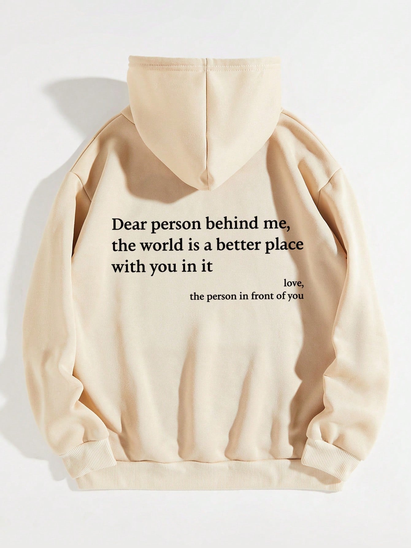 Slogan Graphic Kangaroo Pocket Drawstring Thermal Lined Hoodie