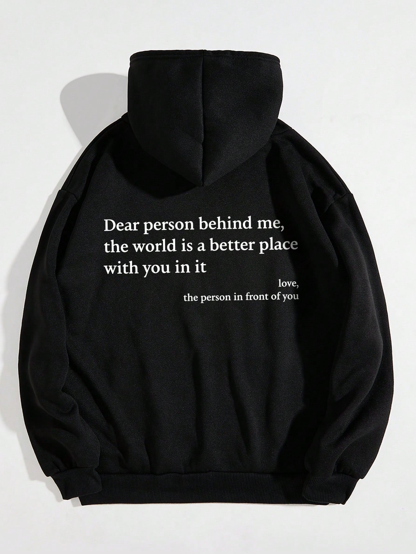 Slogan Graphic Kangaroo Pocket Drawstring Thermal Lined Hoodie