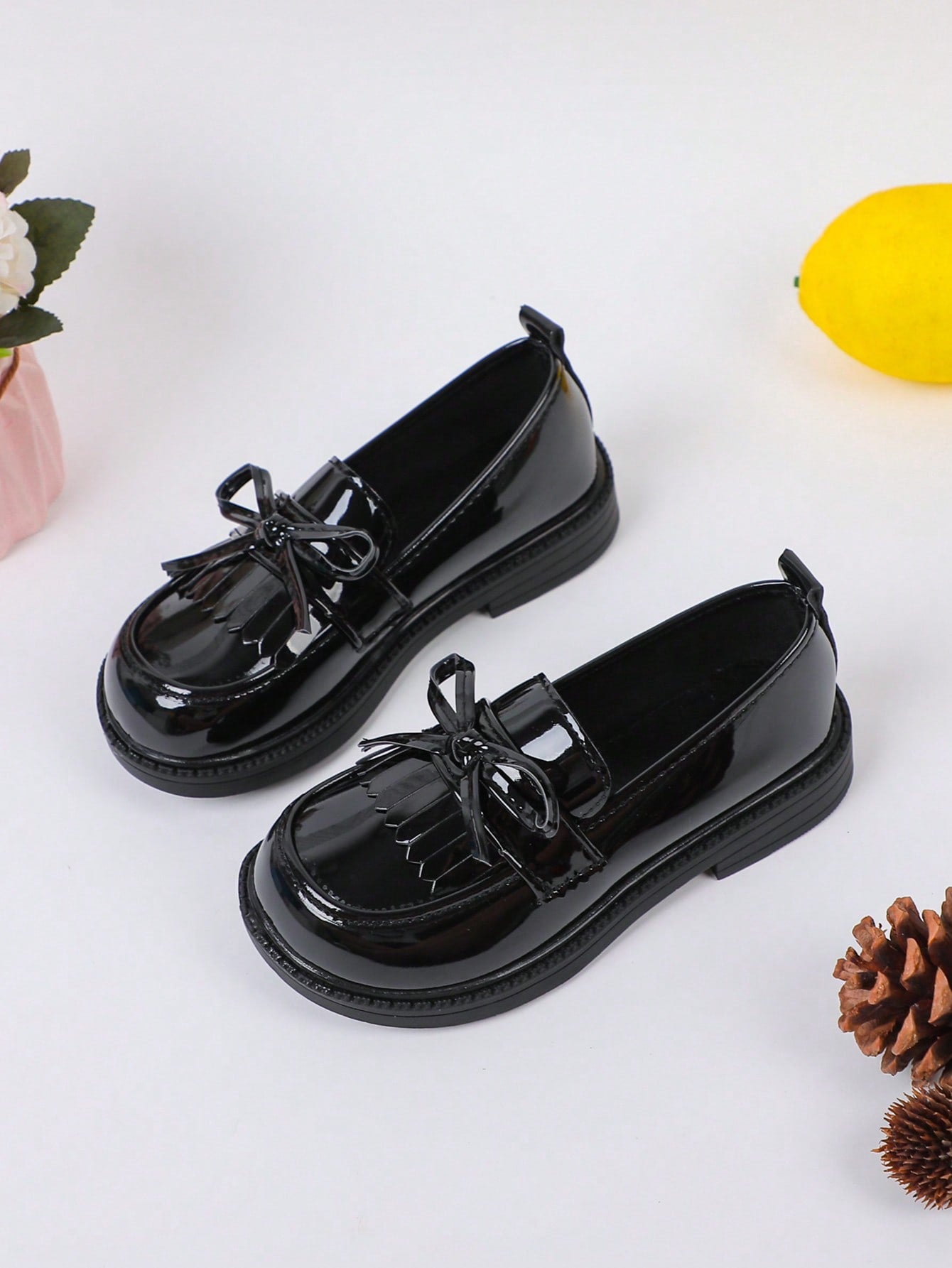 1 Pair Of Unisex Retro Tasseled Square Toe Casual Flat Comfortable Non-Slip Student School Shoes